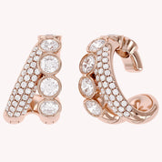 1.10 CTW Lab Grown Diamond Round Single Floral Cuff Earrings