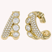 1.10 CTW Lab Grown Diamond Round Single Floral Cuff Earrings