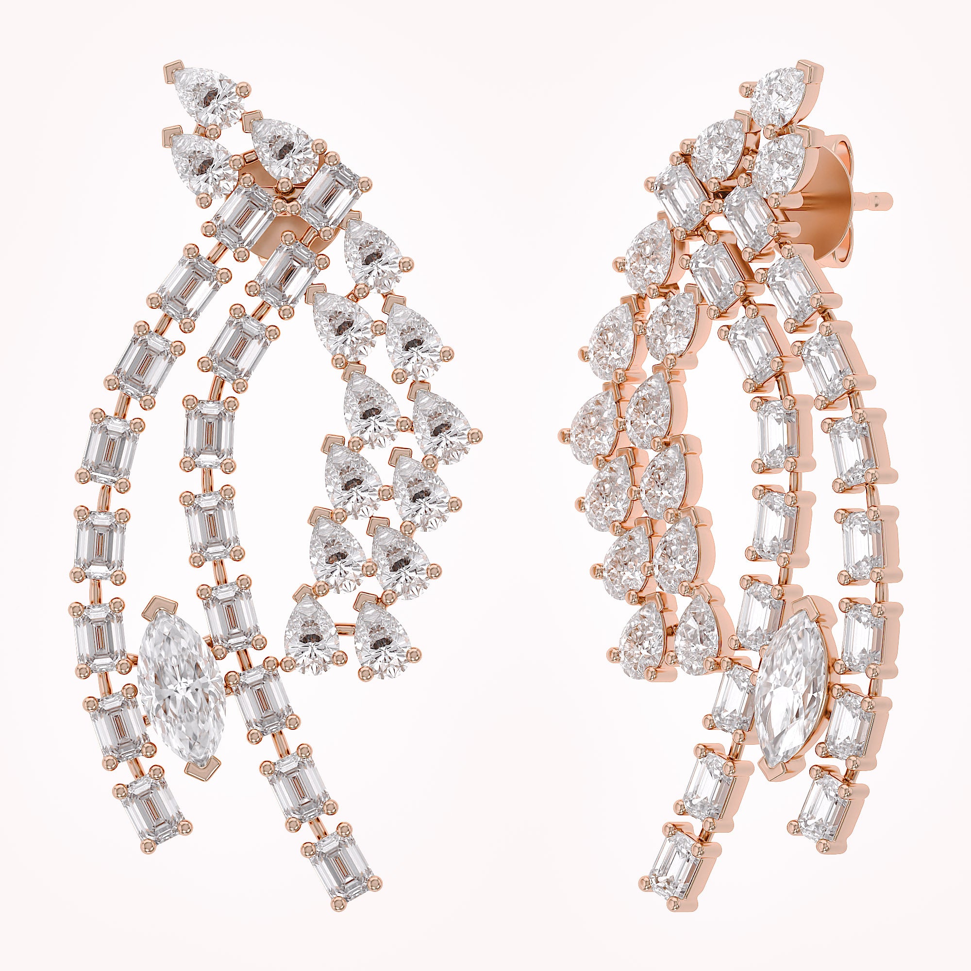 4.95 CCTW Lab Grown Diamond Marquise, Pear & Emerald Earrings