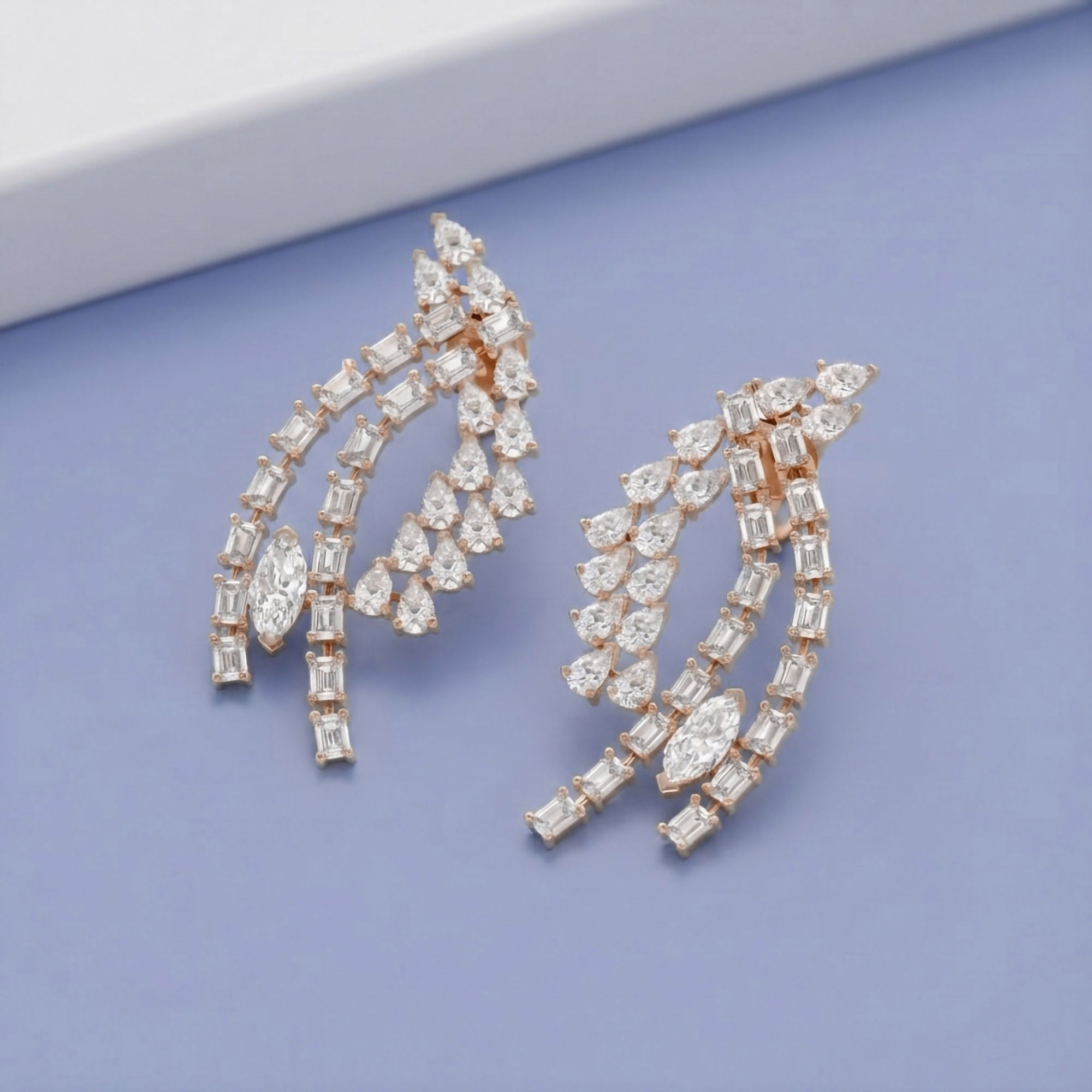 4.95 CCTW Lab Grown Diamond Marquise, Pear & Emerald Earrings