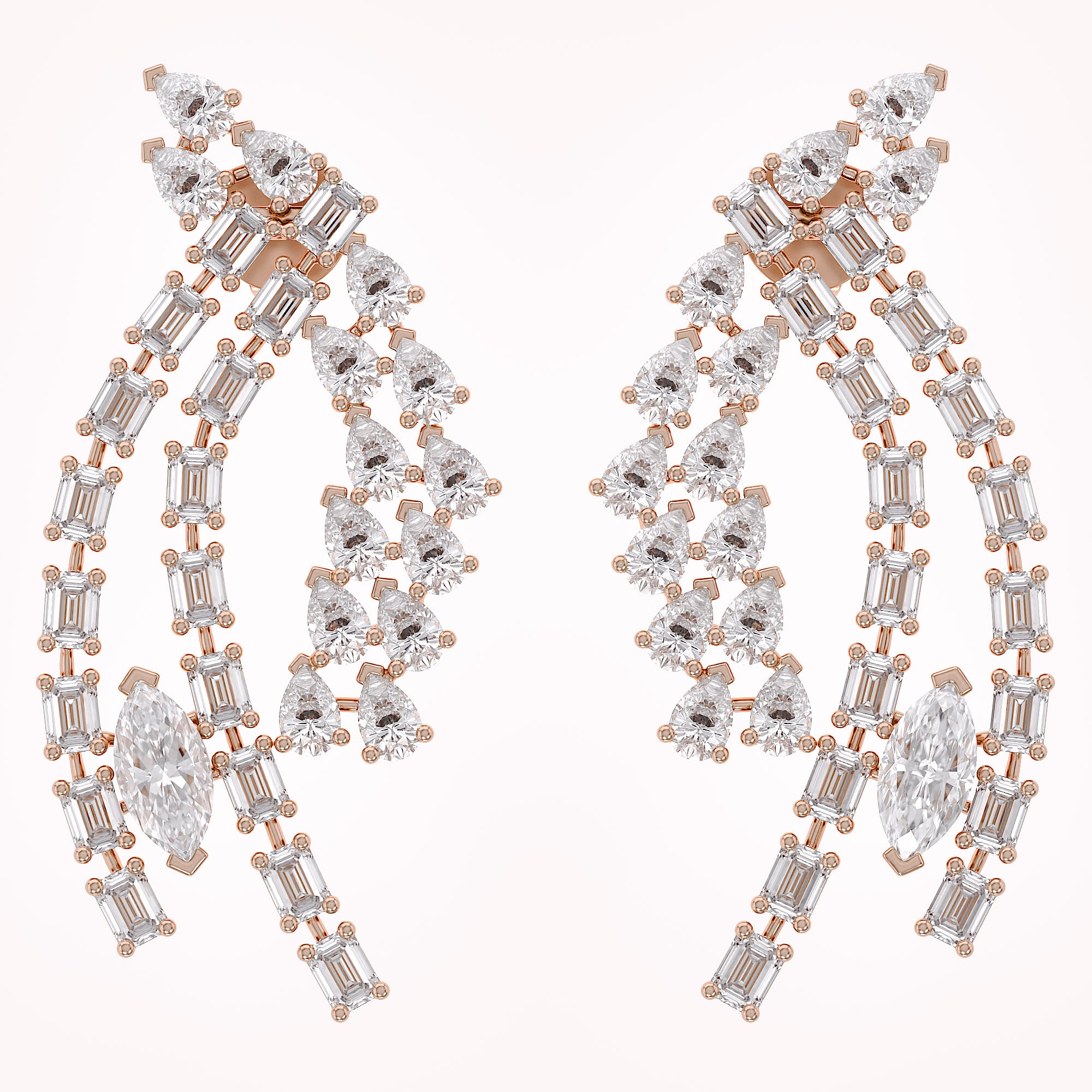 4.95 CCTW Lab Grown Diamond Marquise, Pear & Emerald Earrings