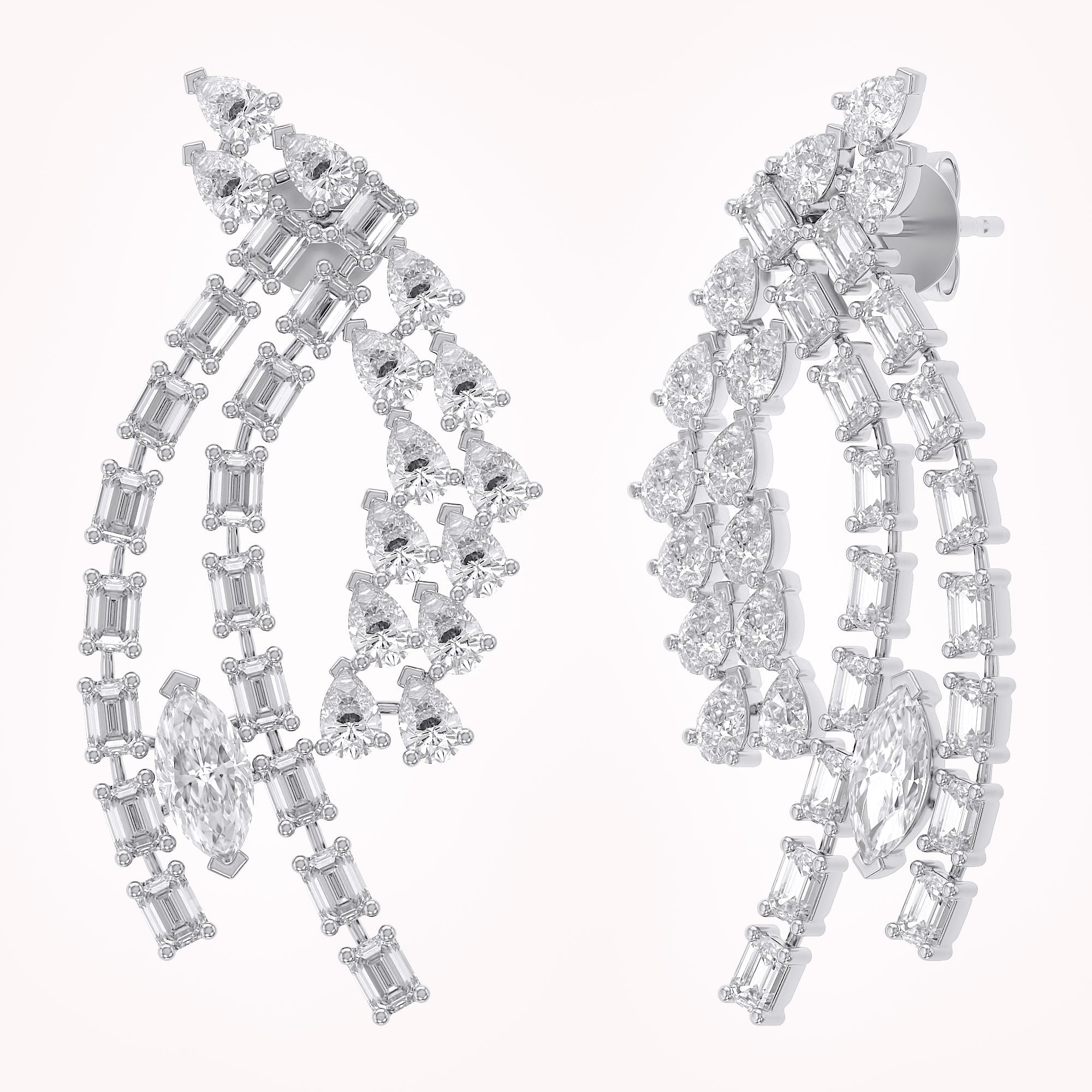 4.95 CCTW Lab Grown Diamond Marquise, Pear & Emerald Earrings