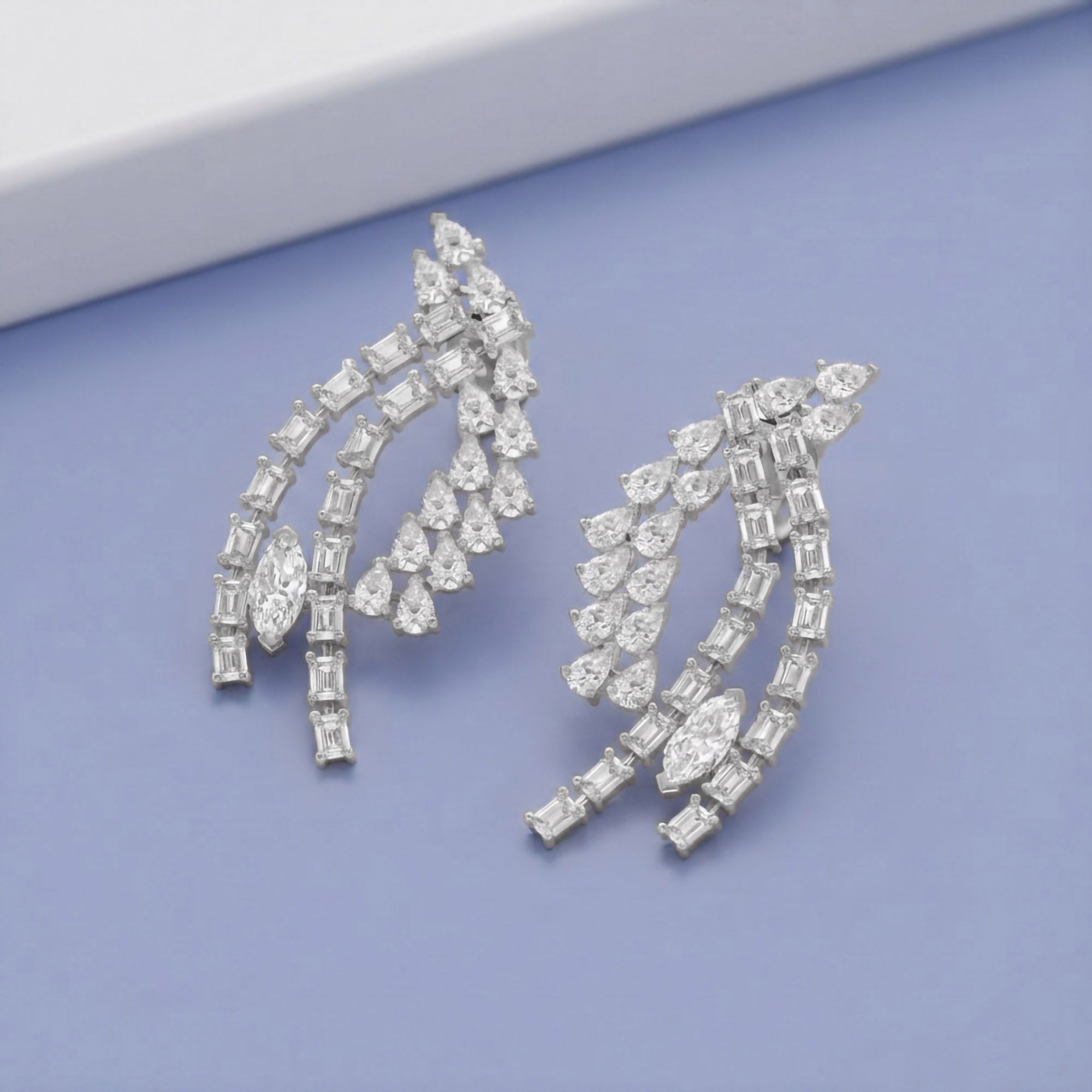 4.95 CCTW Lab Grown Diamond Marquise, Pear & Emerald Earrings