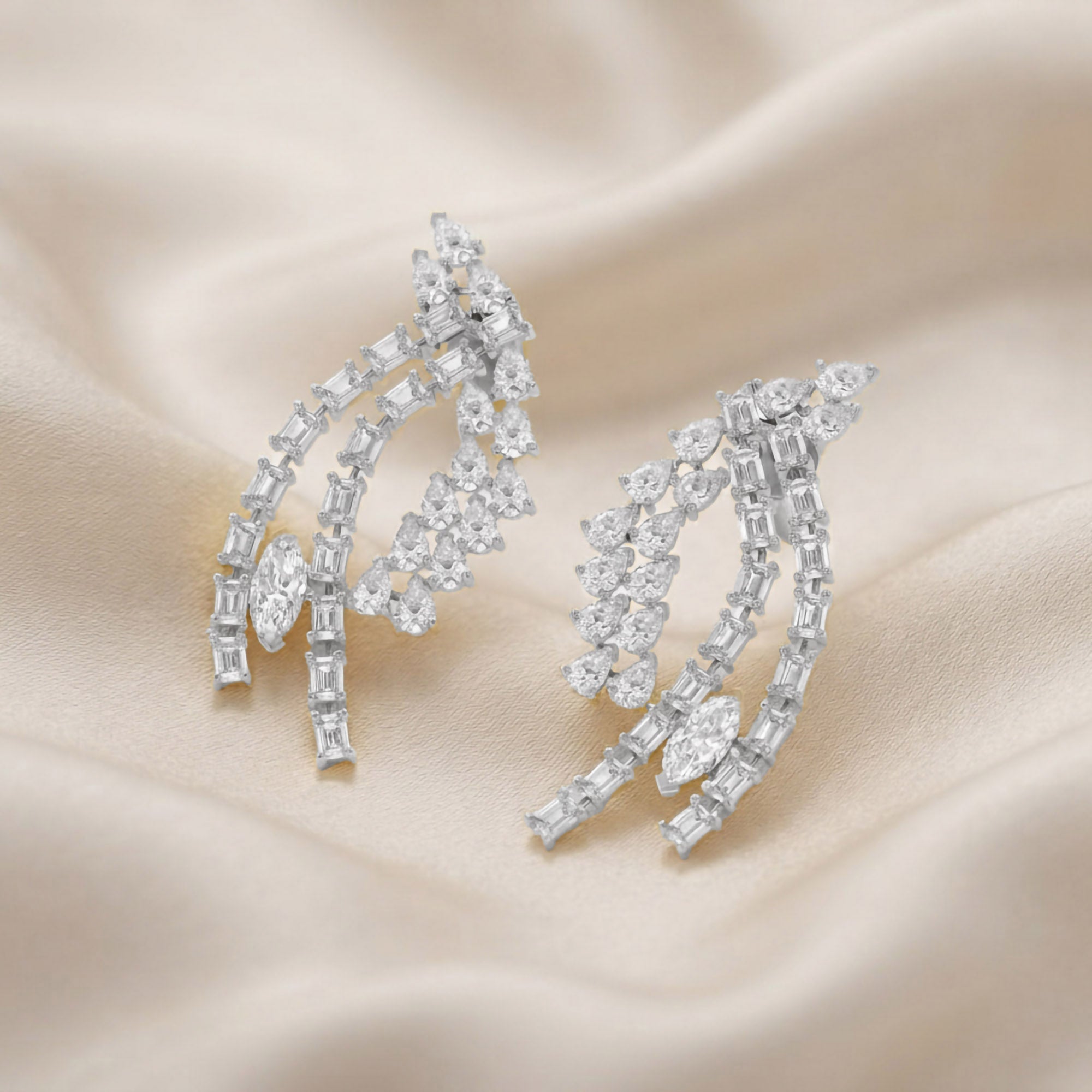 4.95 CCTW Lab Grown Diamond Marquise, Pear & Emerald Earrings
