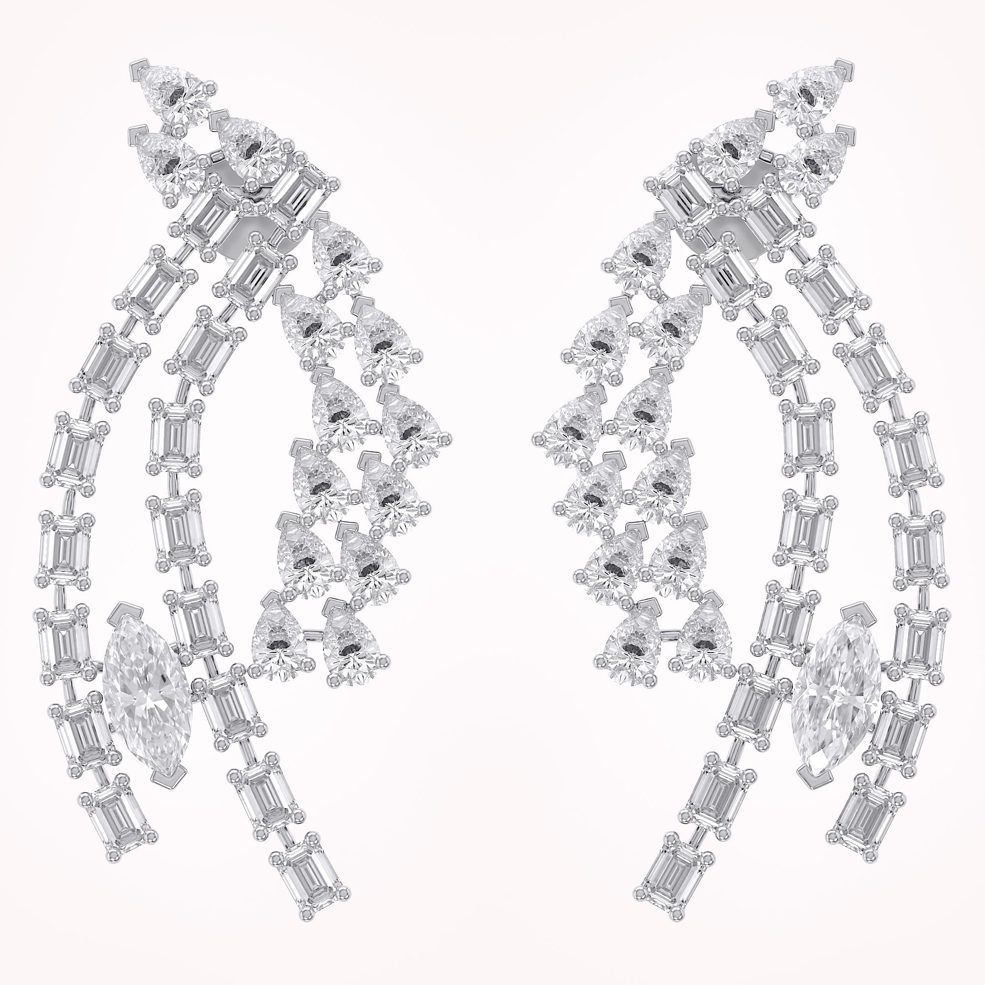 4.95 CCTW Lab Grown Diamond Marquise, Pear & Emerald Earrings