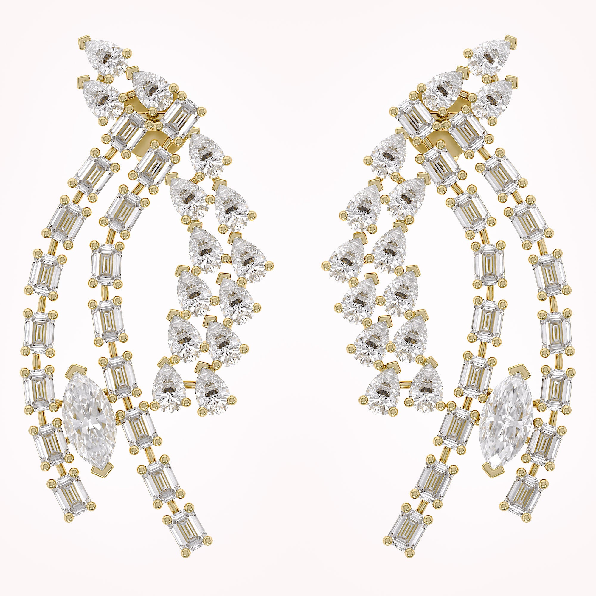 4.95 CCTW Lab Grown Diamond Marquise, Pear & Emerald Earrings