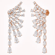 4.30 CTTW Pear and Round Lab Grown Diamond Ear Climbers Stud Earrings