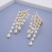 4.30 CTTW Pear and Round Lab Grown Diamond Ear Climbers Stud Earrings
