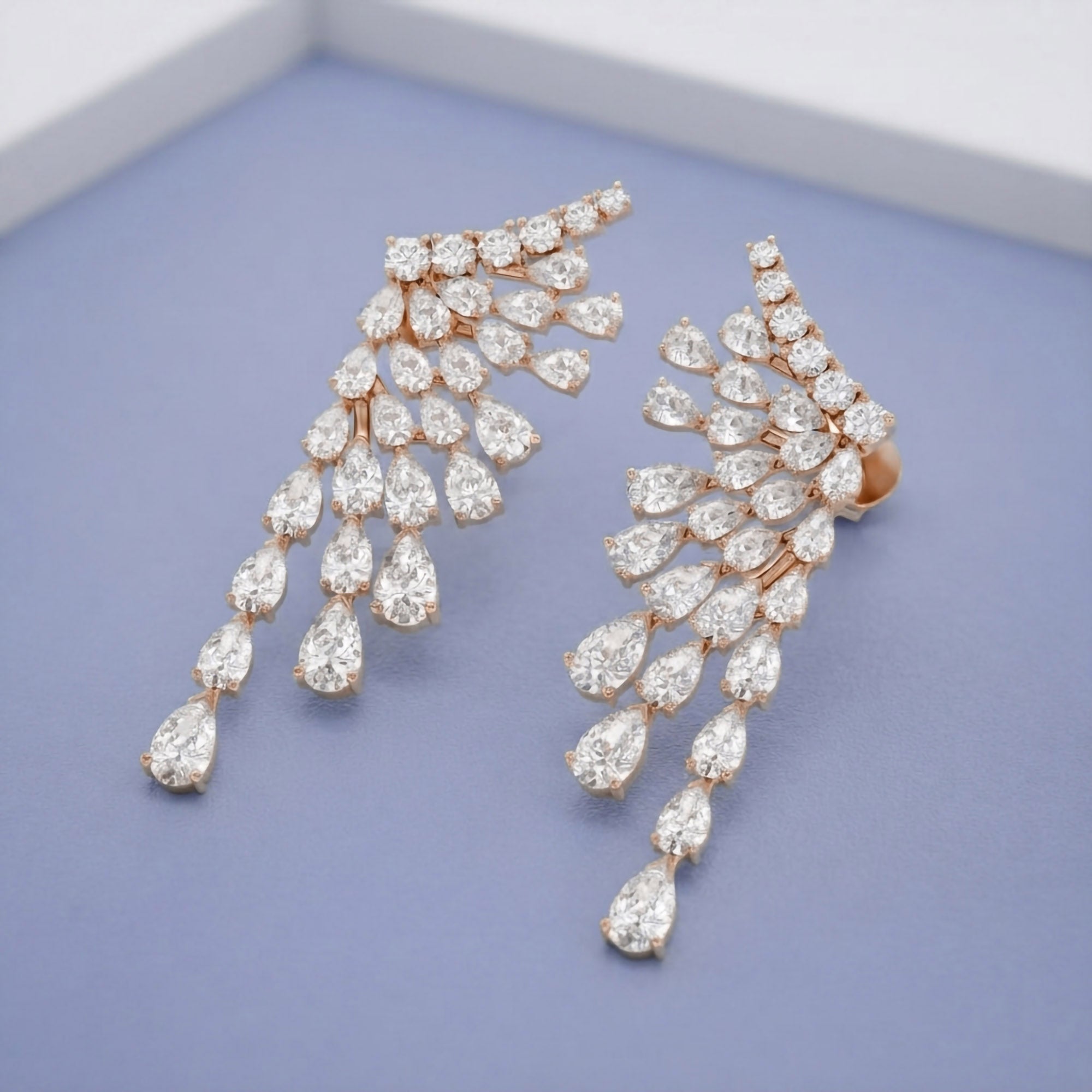 4.30 CTTW Pear and Round Lab Grown Diamond Ear Climbers Stud Earrings