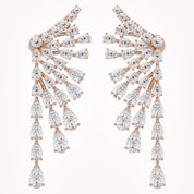 4.30 CTTW Pear and Round Lab Grown Diamond Ear Climbers Stud Earrings
