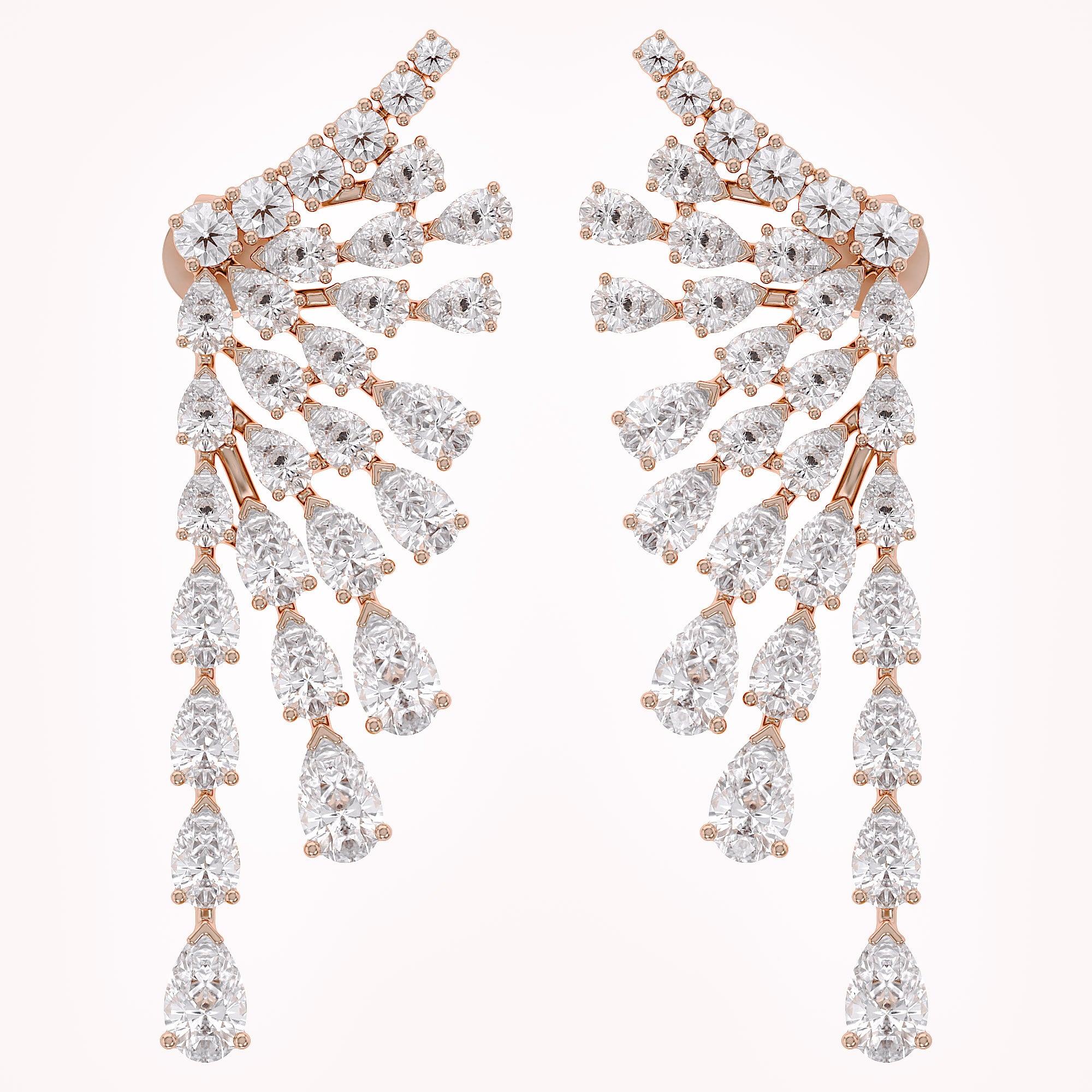 4.30 CTTW Pear and Round Lab Grown Diamond Ear Climbers Stud Earrings