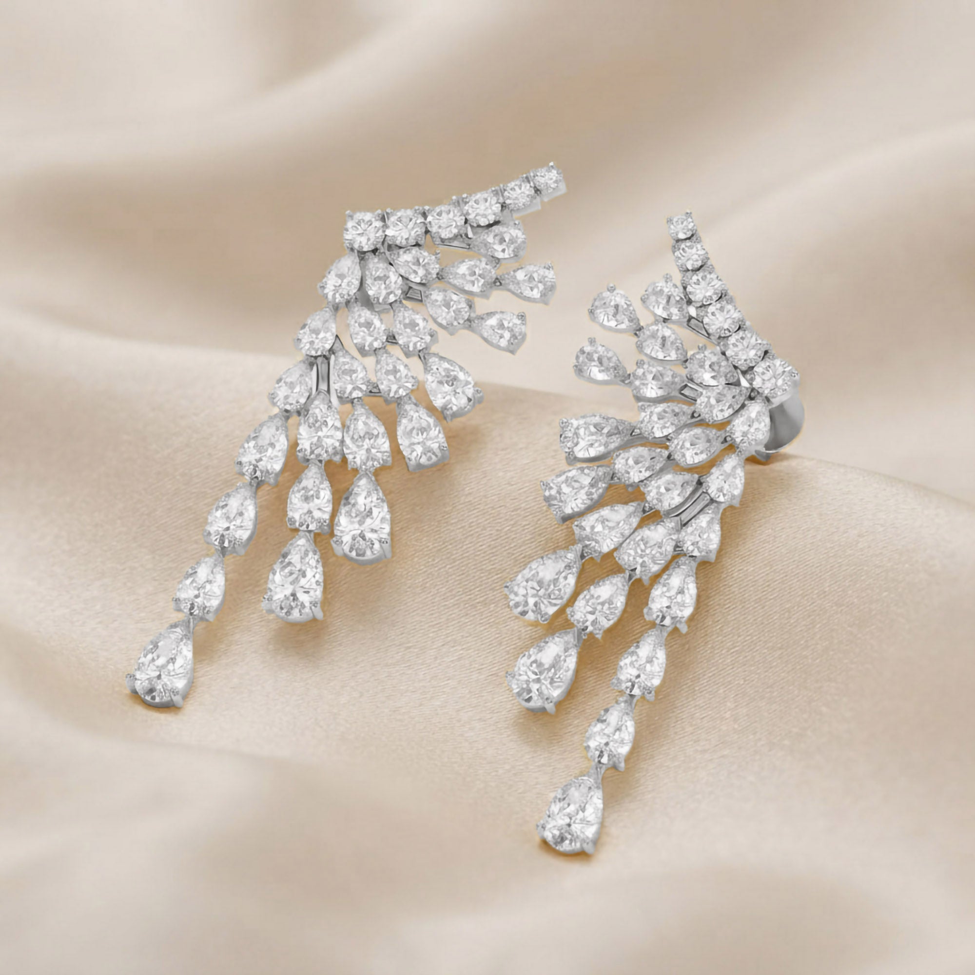 4.30 CTTW Pear and Round Lab Grown Diamond Ear Climbers Stud Earrings