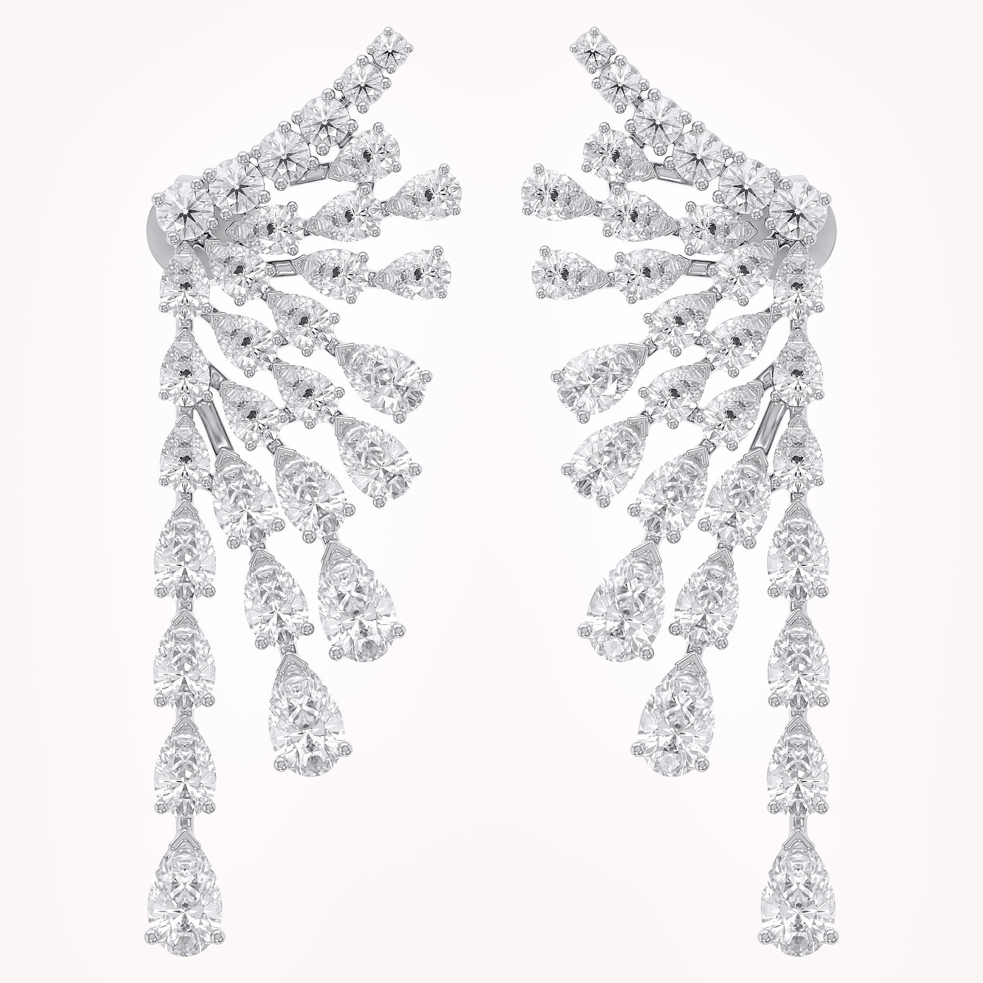 4.30 CTTW Pear and Round Lab Grown Diamond Ear Climbers Stud Earrings