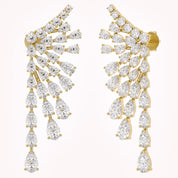 4.30 CTTW Pear and Round Lab Grown Diamond Ear Climbers Stud Earrings