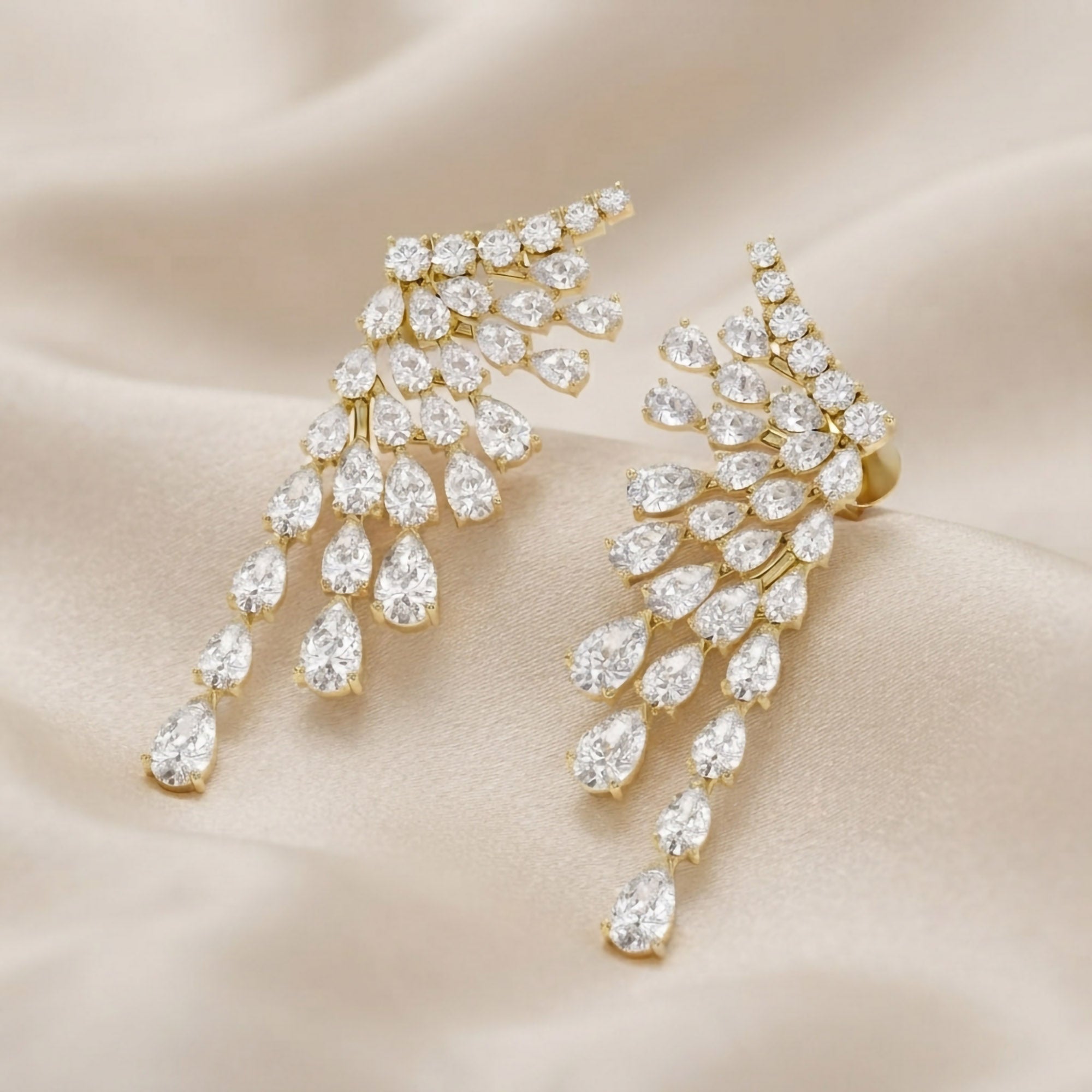 4.30 CTTW Pear and Round Lab Grown Diamond Ear Climbers Stud Earrings