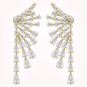 4.30 CTTW Pear and Round Lab Grown Diamond Ear Climbers Stud Earrings