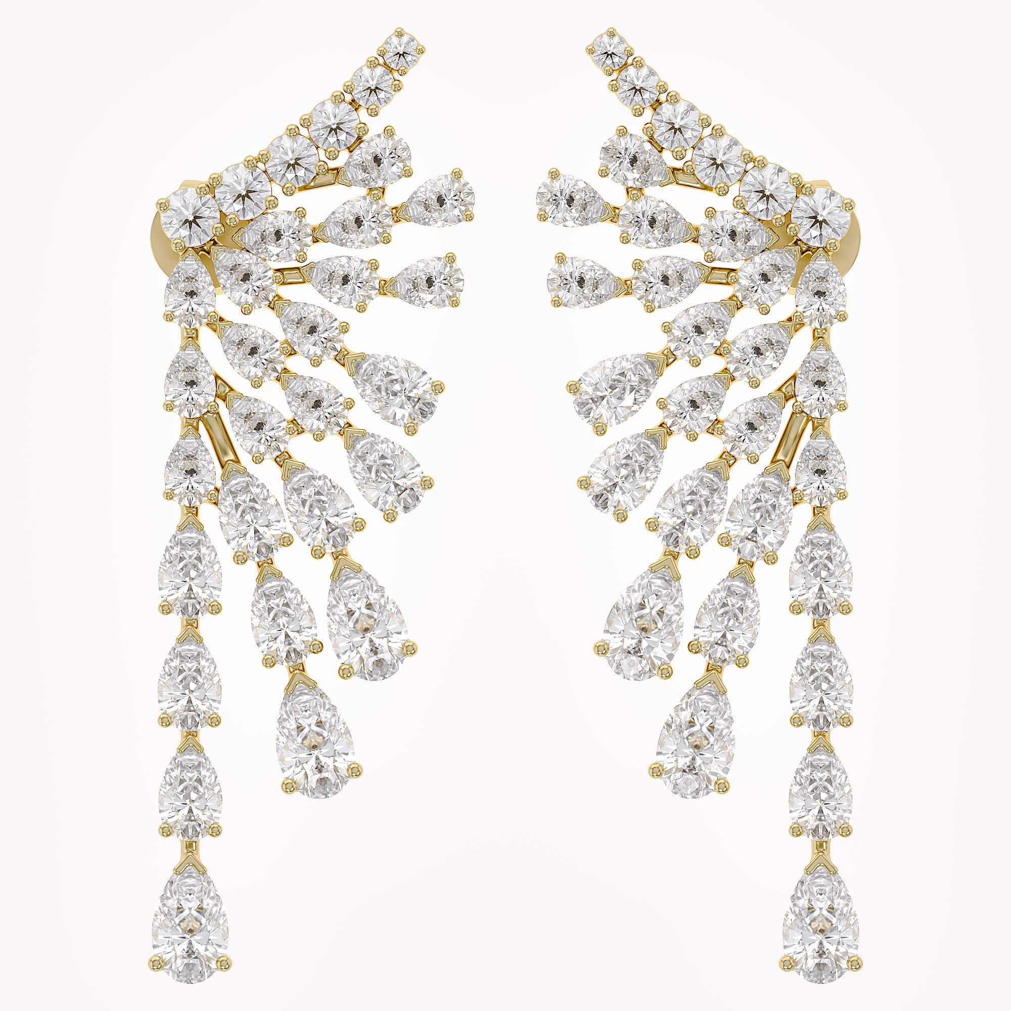 4.30 CTTW Pear and Round Lab Grown Diamond Ear Climbers Stud Earrings
