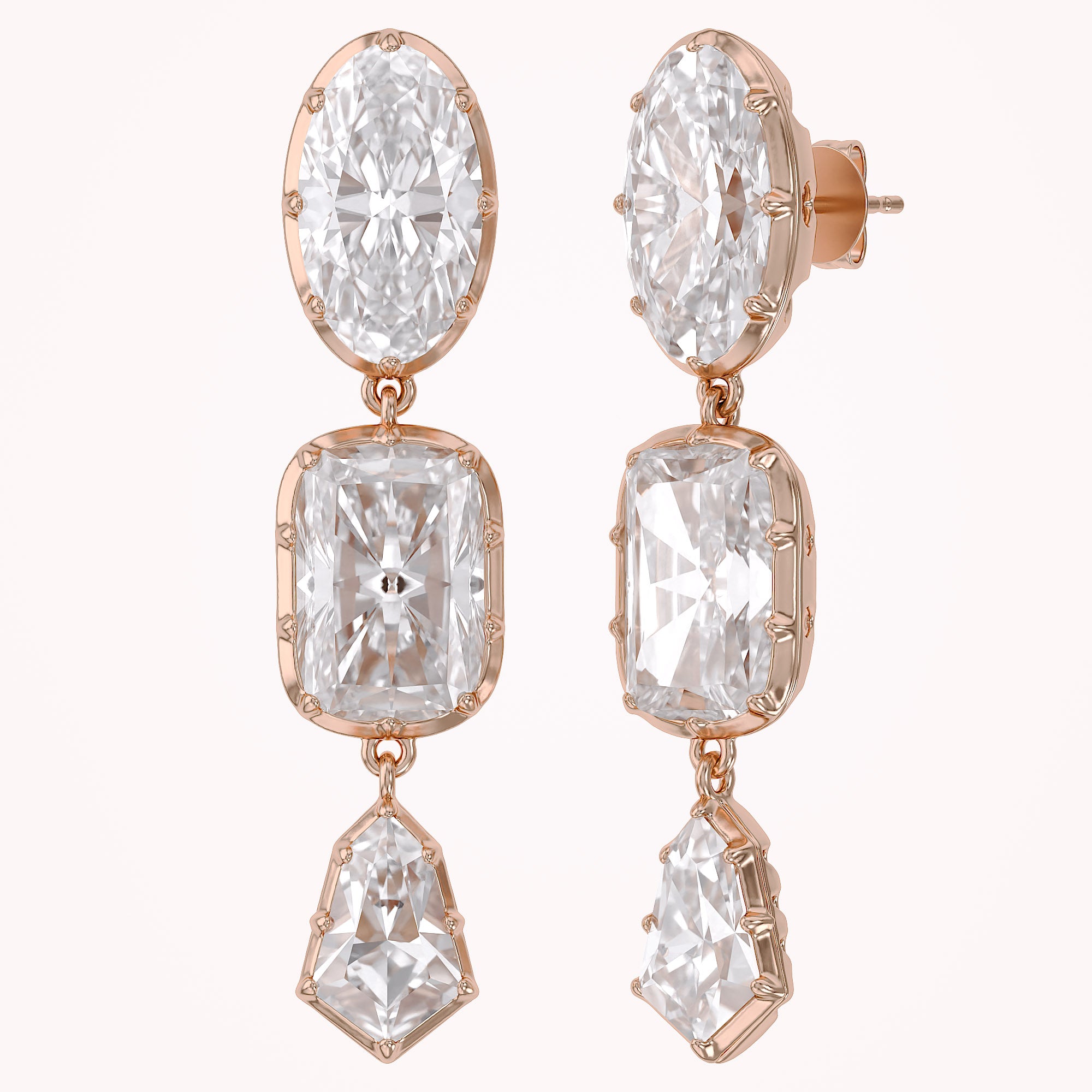 25.30CT Multishape Lab Grown Diamond Dangle Drop Earrings