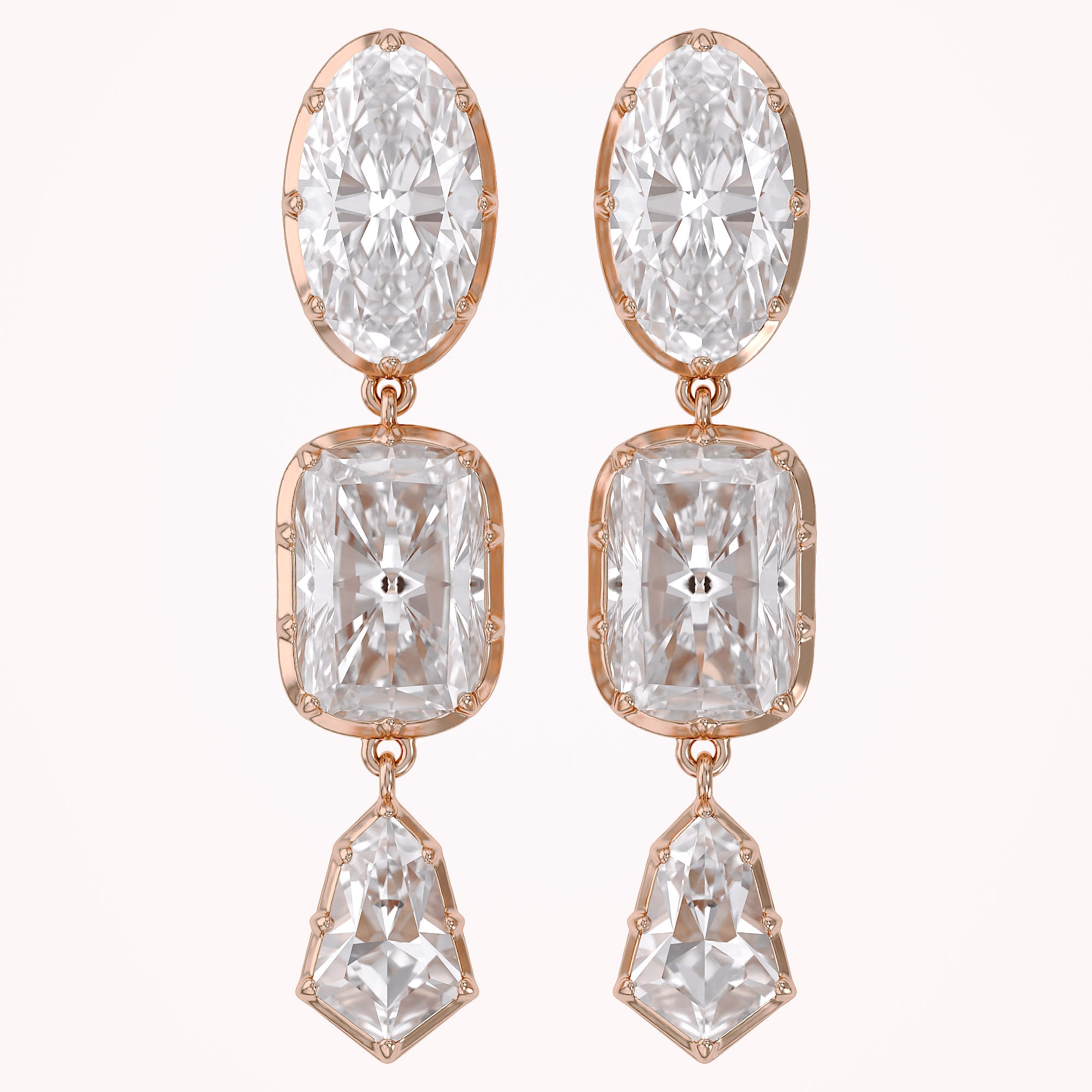 25.30CT Multishape Lab Grown Diamond Dangle Drop Earrings