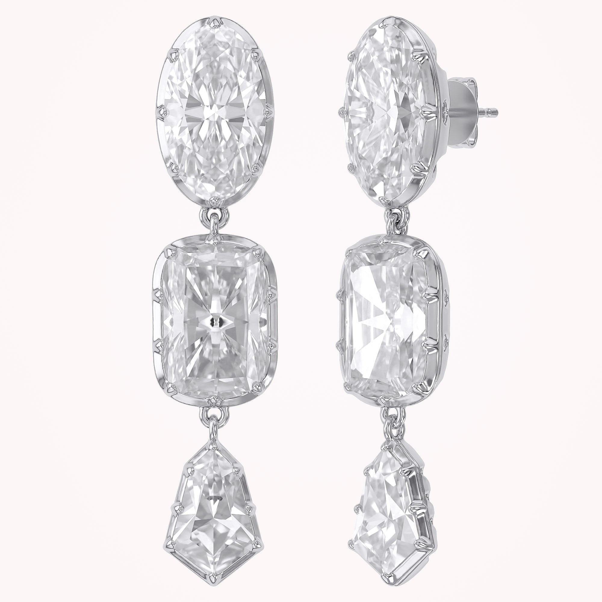 25.30CT Multishape Lab Grown Diamond Dangle Drop Earrings