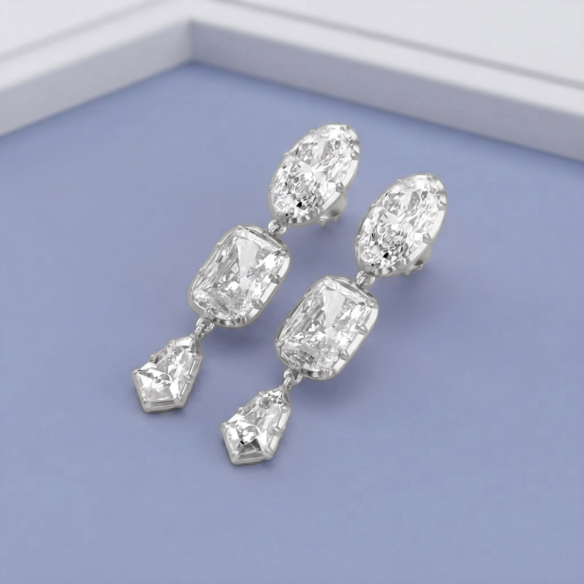 25.30CT Multishape Lab Grown Diamond Dangle Drop Earrings