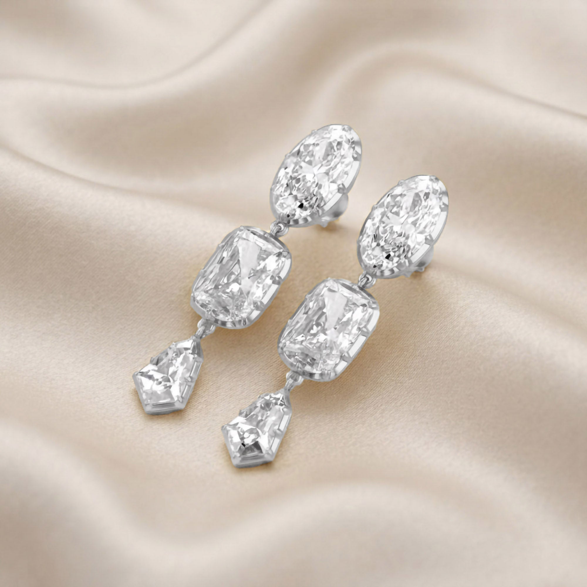 25.30CT Multishape Lab Grown Diamond Dangle Drop Earrings