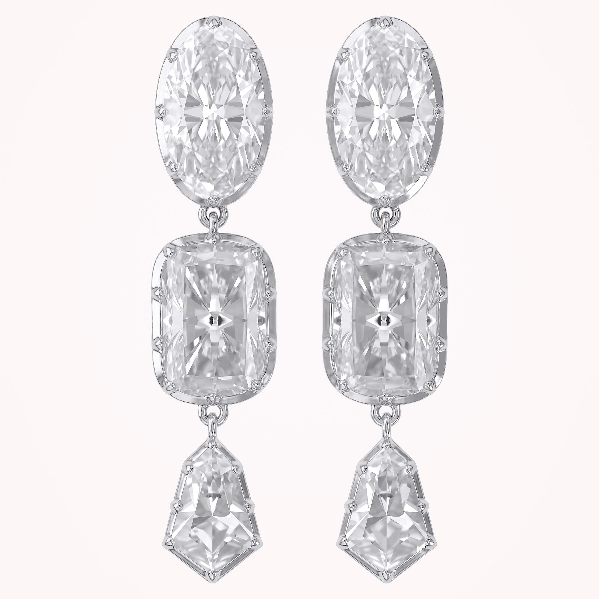 25.30CT Multishape Lab Grown Diamond Dangle Drop Earrings