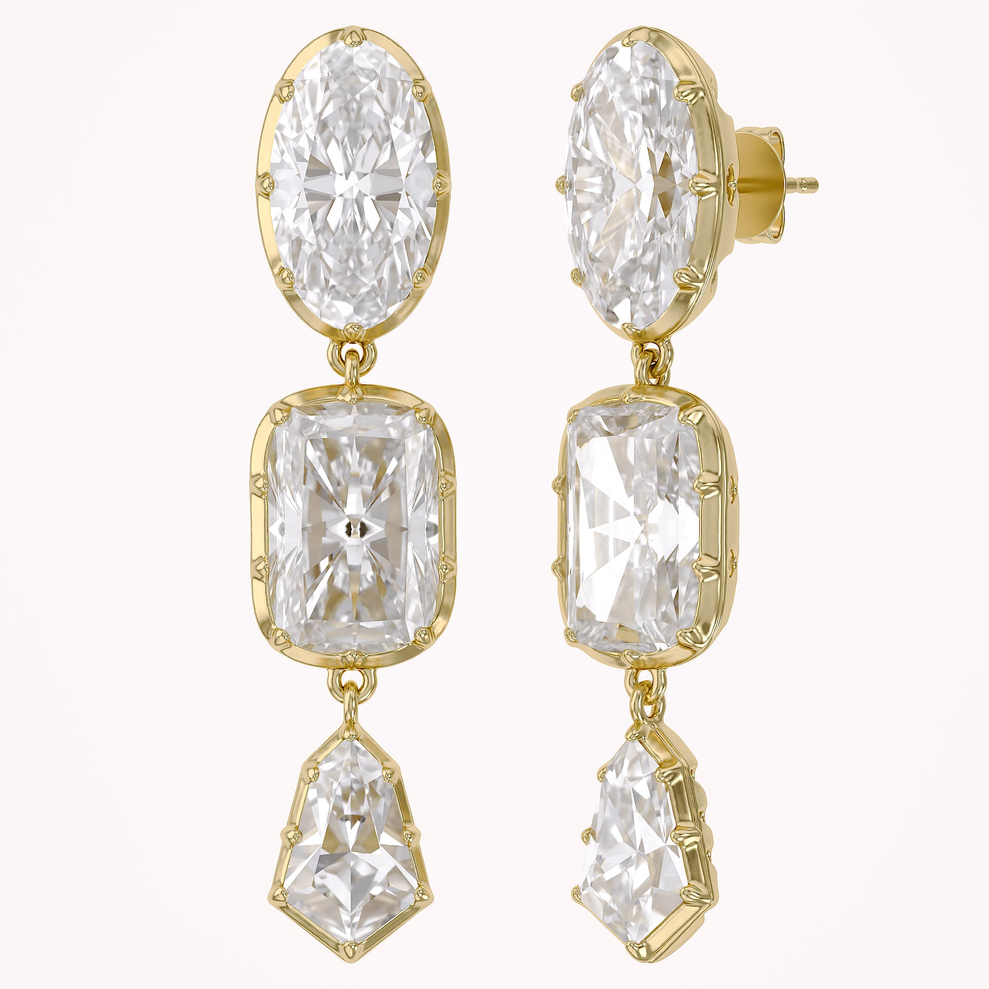 25.30CT Multishape Lab Grown Diamond Dangle Drop Earrings