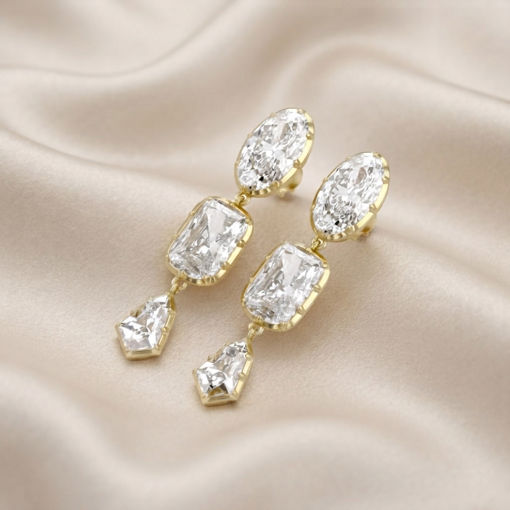25.30CT Multishape Lab Grown Diamond Dangle Drop Earrings