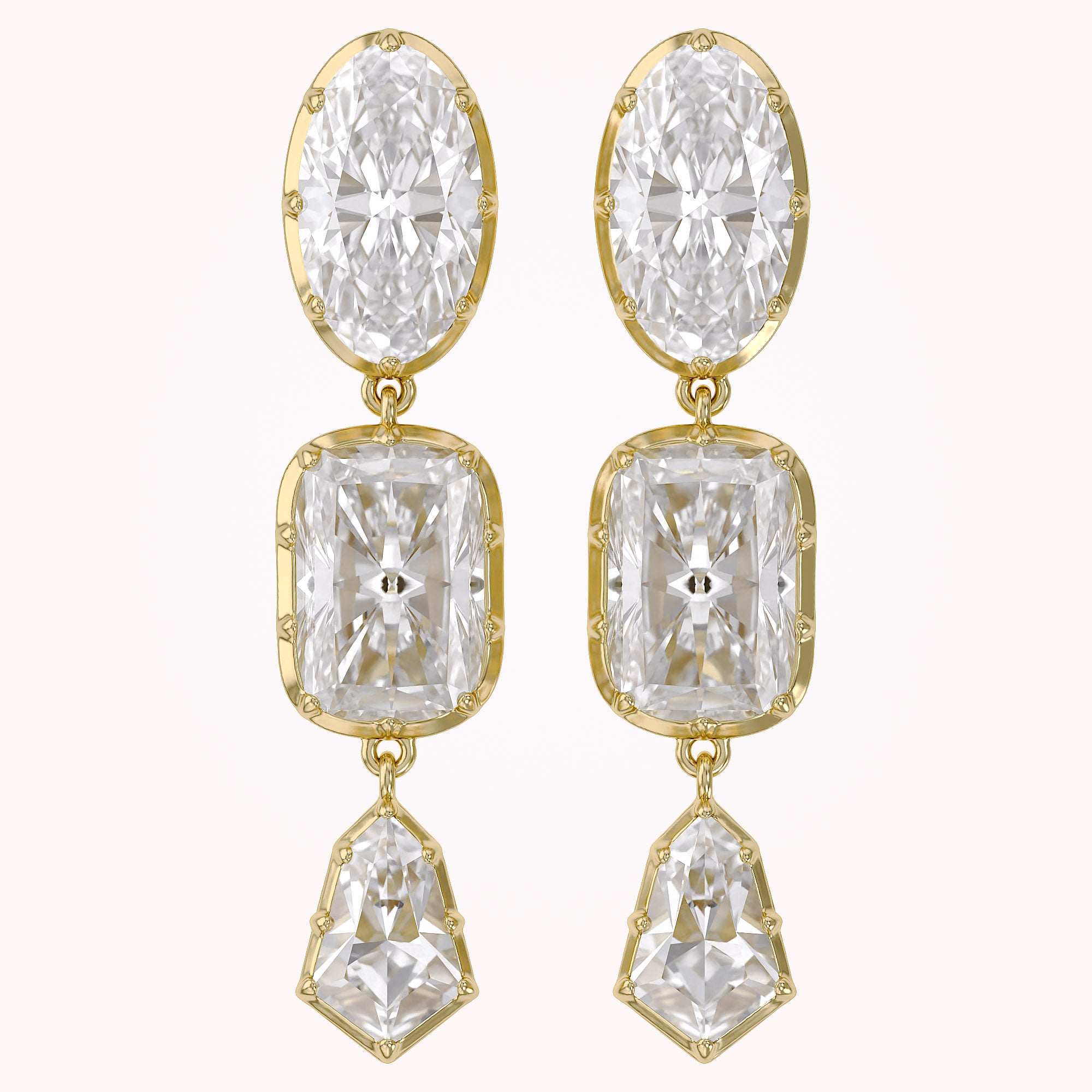 25.30CT Multishape Lab Grown Diamond Dangle Drop Earrings
