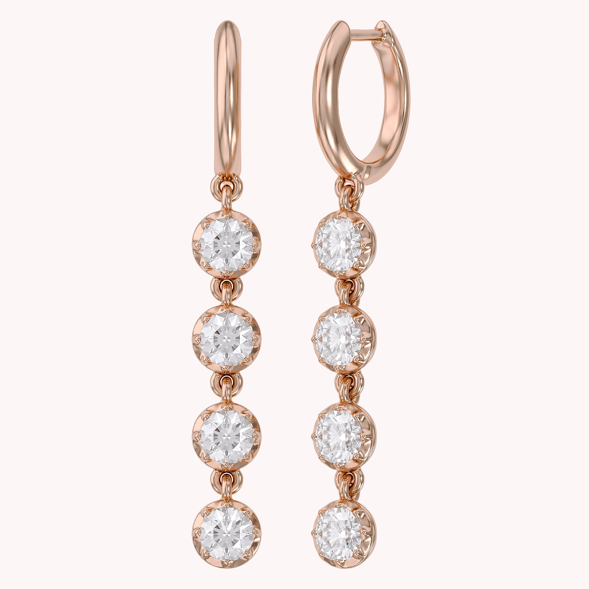 2.00 CT Round Cut Lab Grown Diamond Liner Drop Earrings