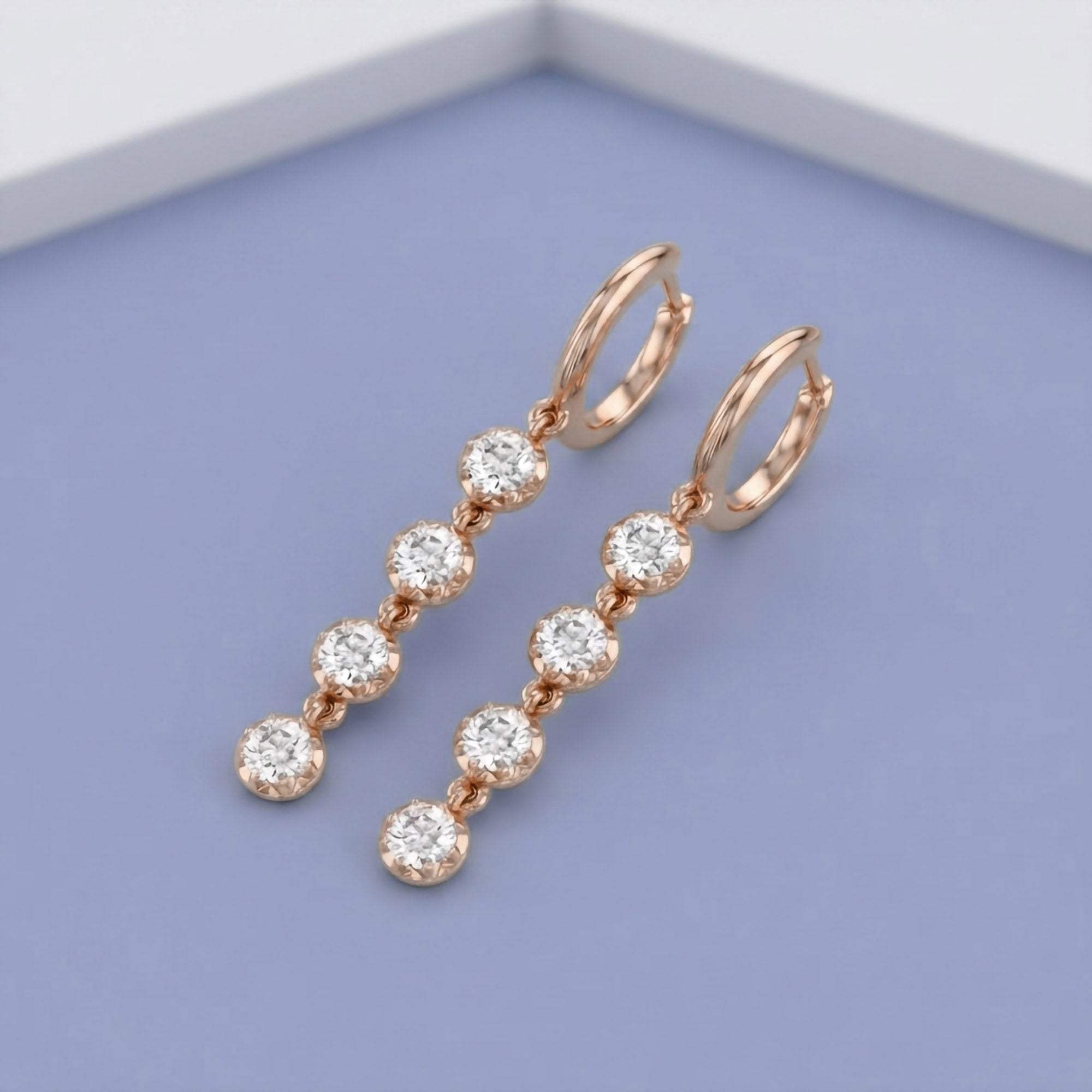 2.00 CT Round Cut Lab Grown Diamond Liner Drop Earrings
