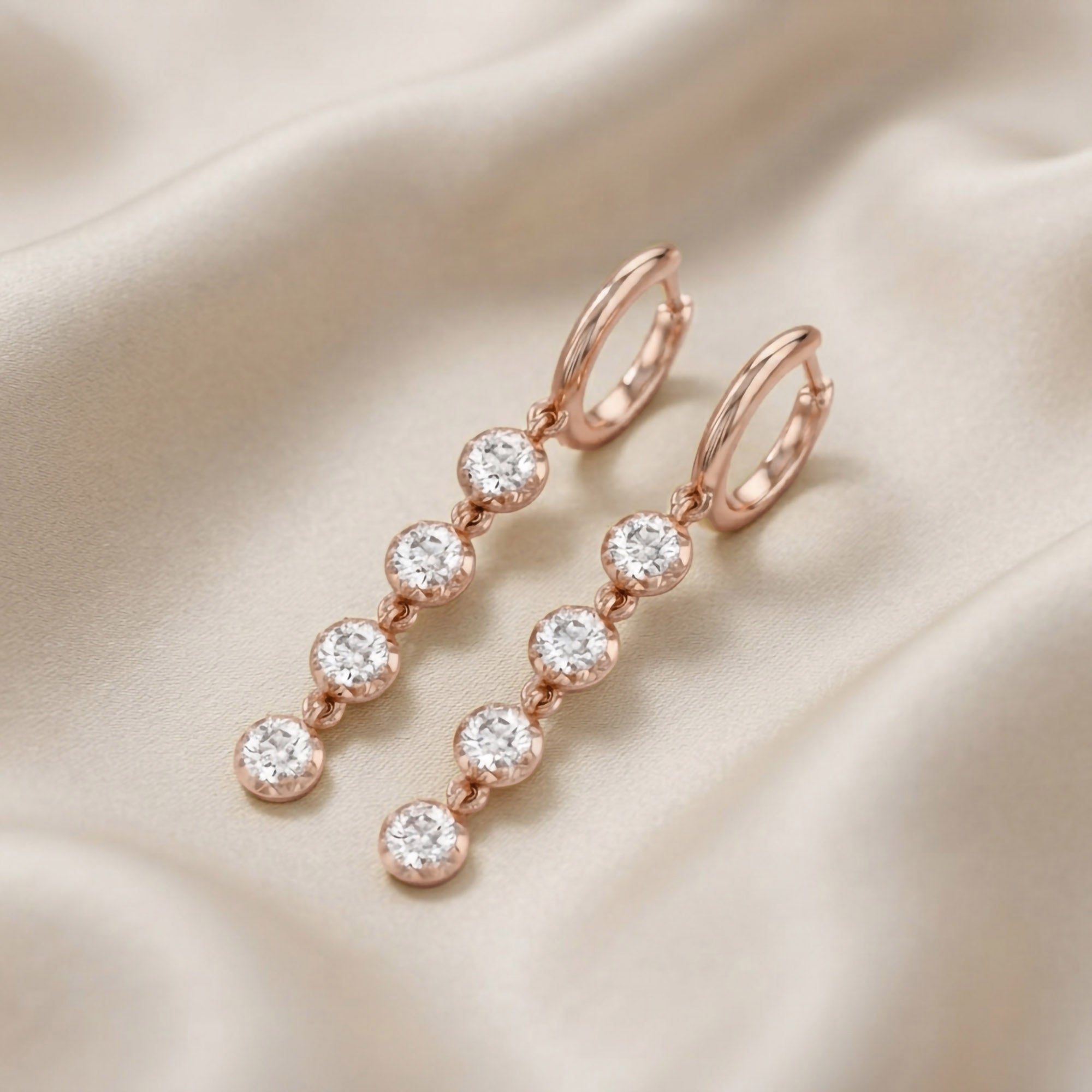 2.00 CT Round Cut Lab Grown Diamond Liner Drop Earrings