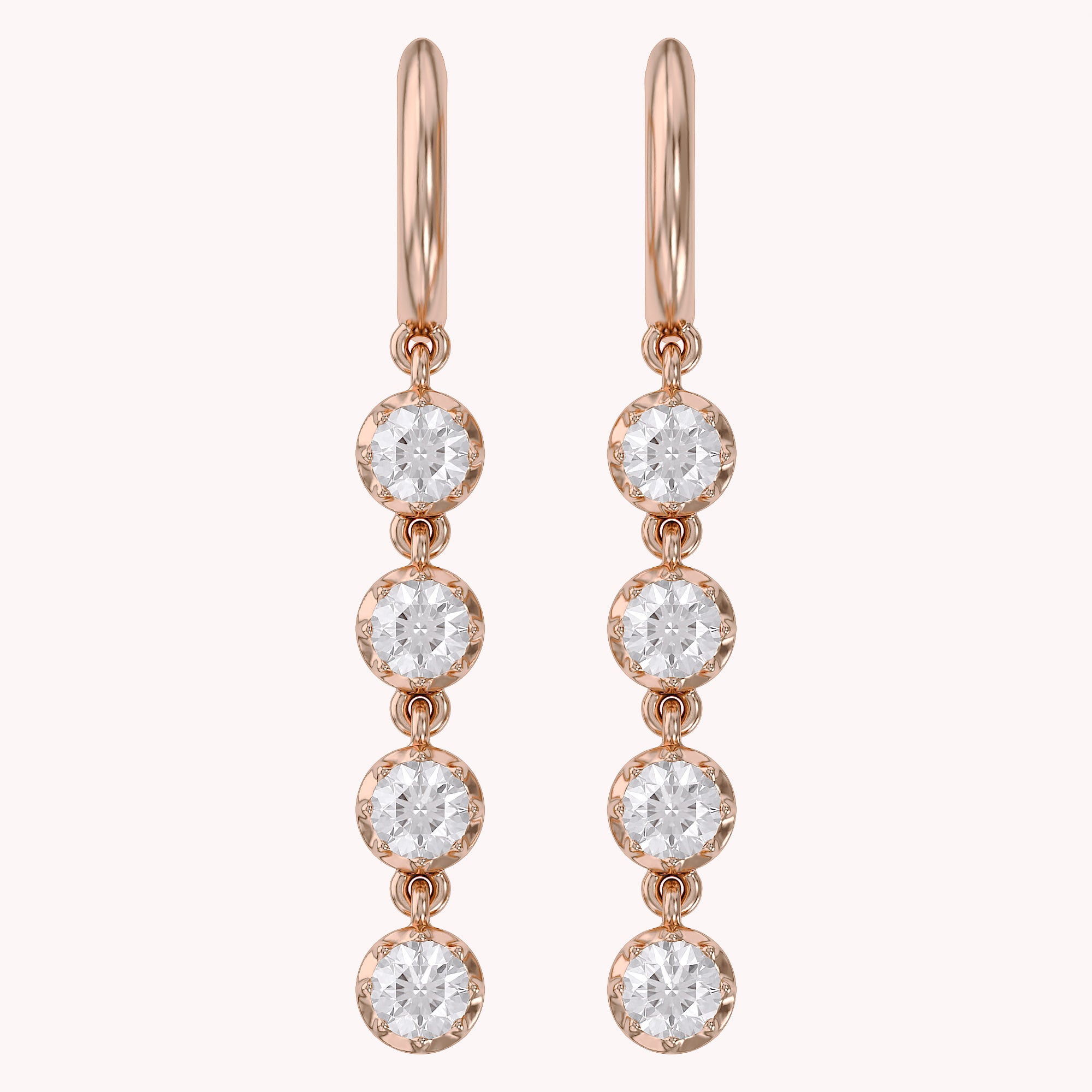 2.00 CT Round Cut Lab Grown Diamond Liner Drop Earrings