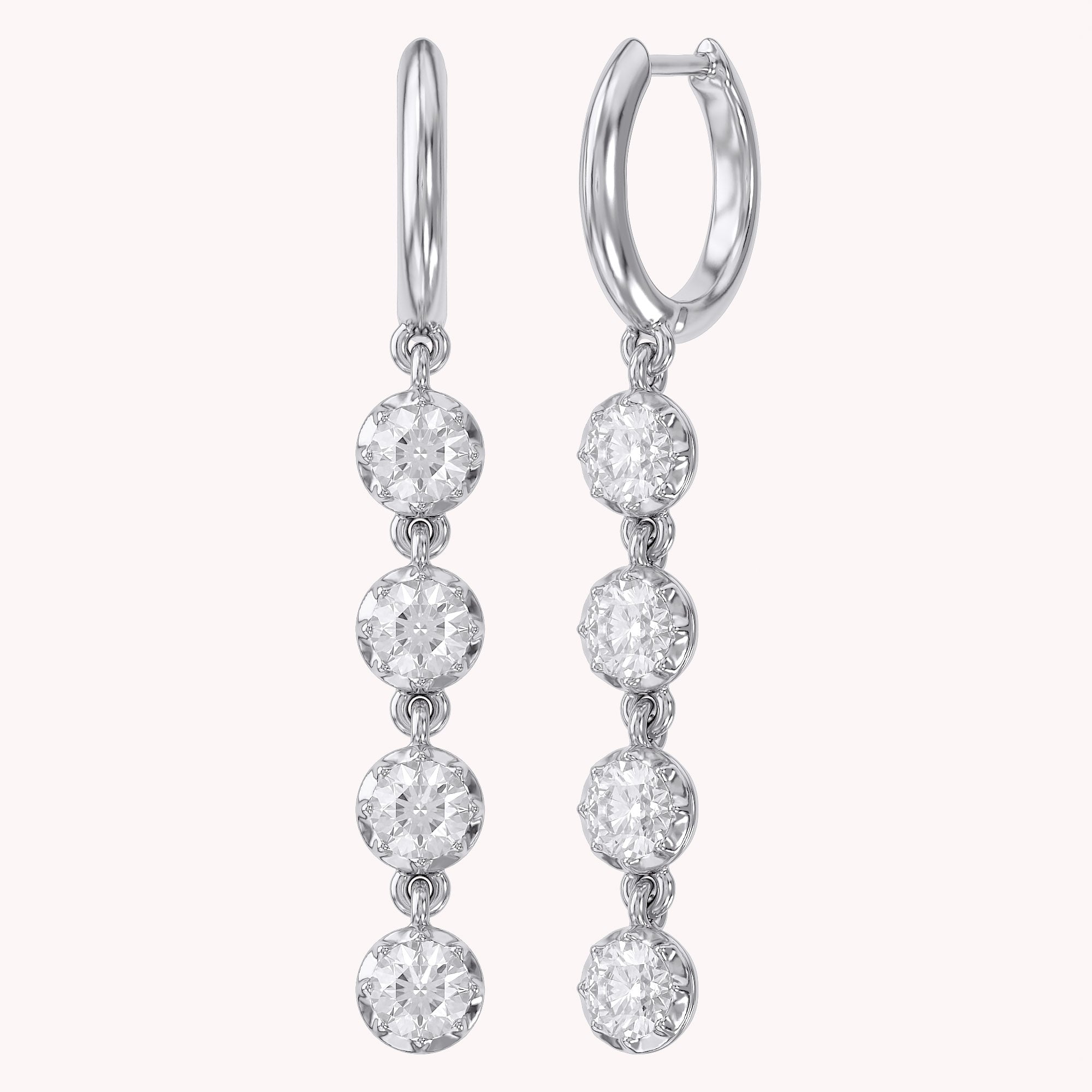 2.00 CT Round Cut Lab Grown Diamond Liner Drop Earrings
