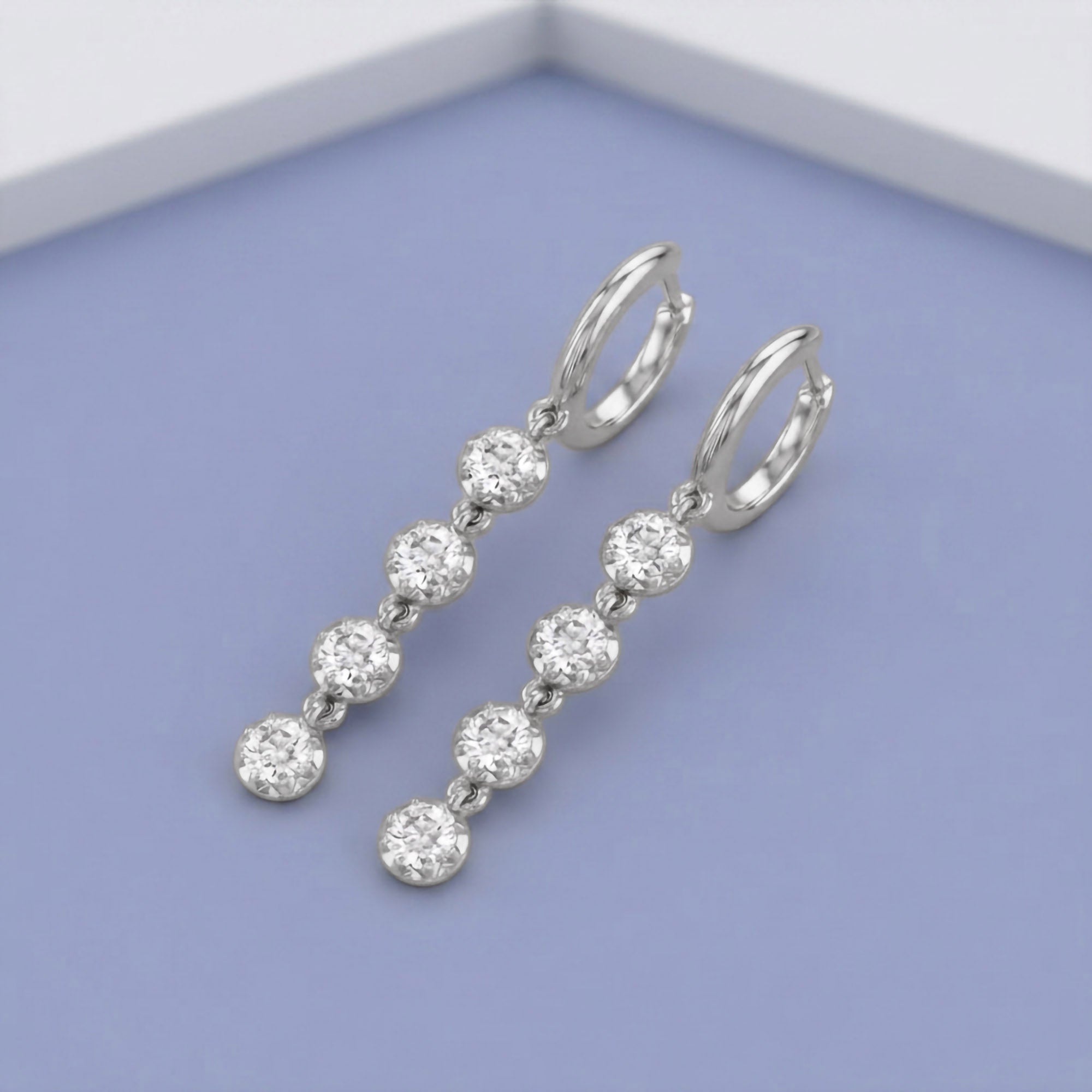 2.00 CT Round Cut Lab Grown Diamond Liner Drop Earrings
