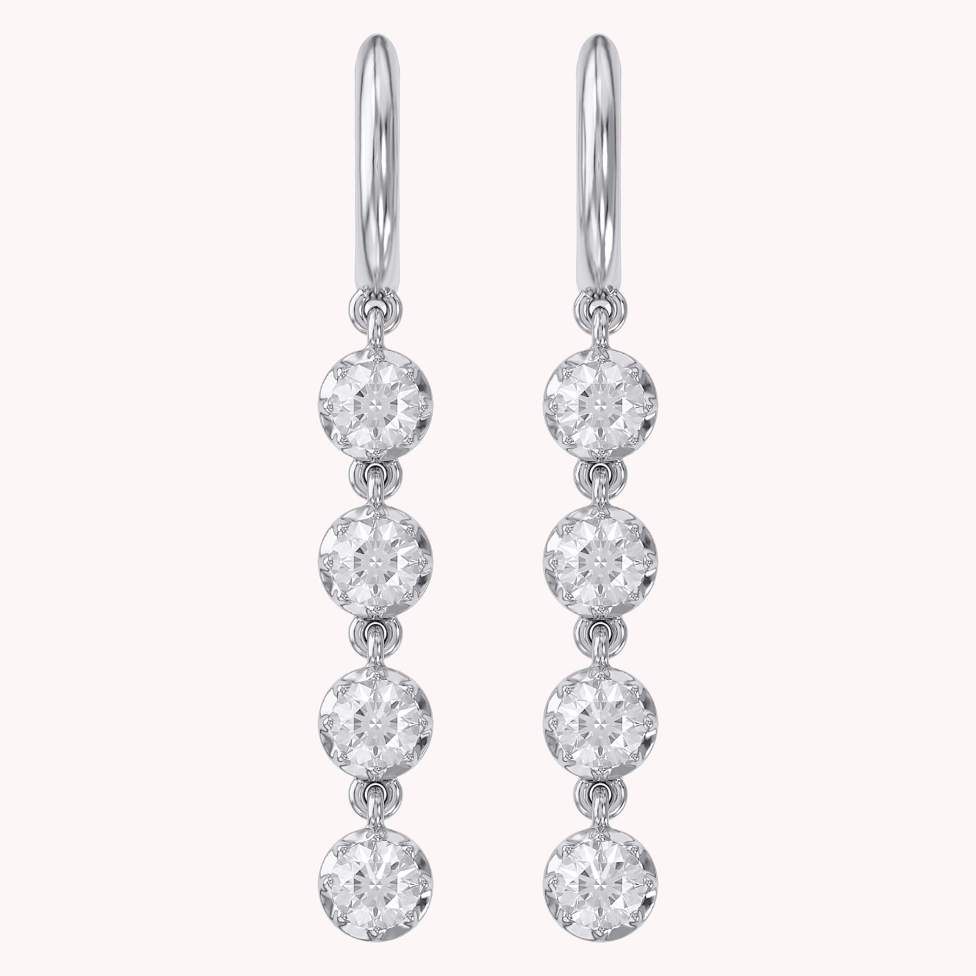 2.00 CT Round Cut Lab Grown Diamond Liner Drop Earrings