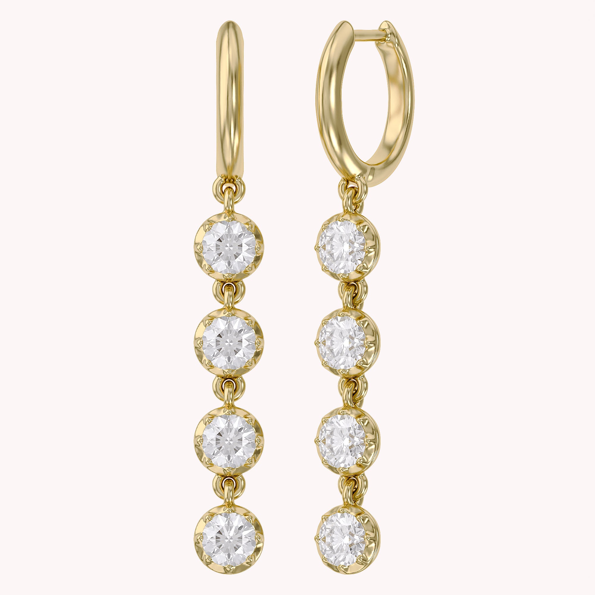 2.00 CT Round Cut Lab Grown Diamond Liner Drop Earrings