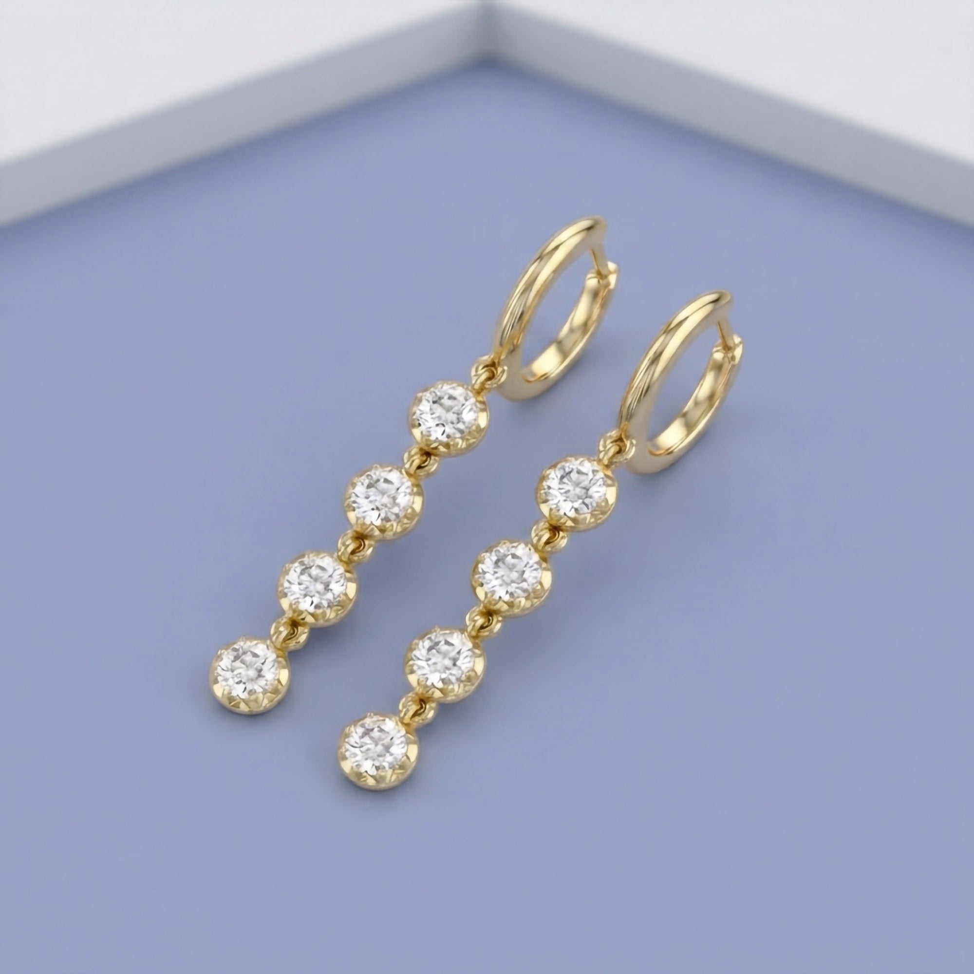 2.00 CT Round Cut Lab Grown Diamond Liner Drop Earrings