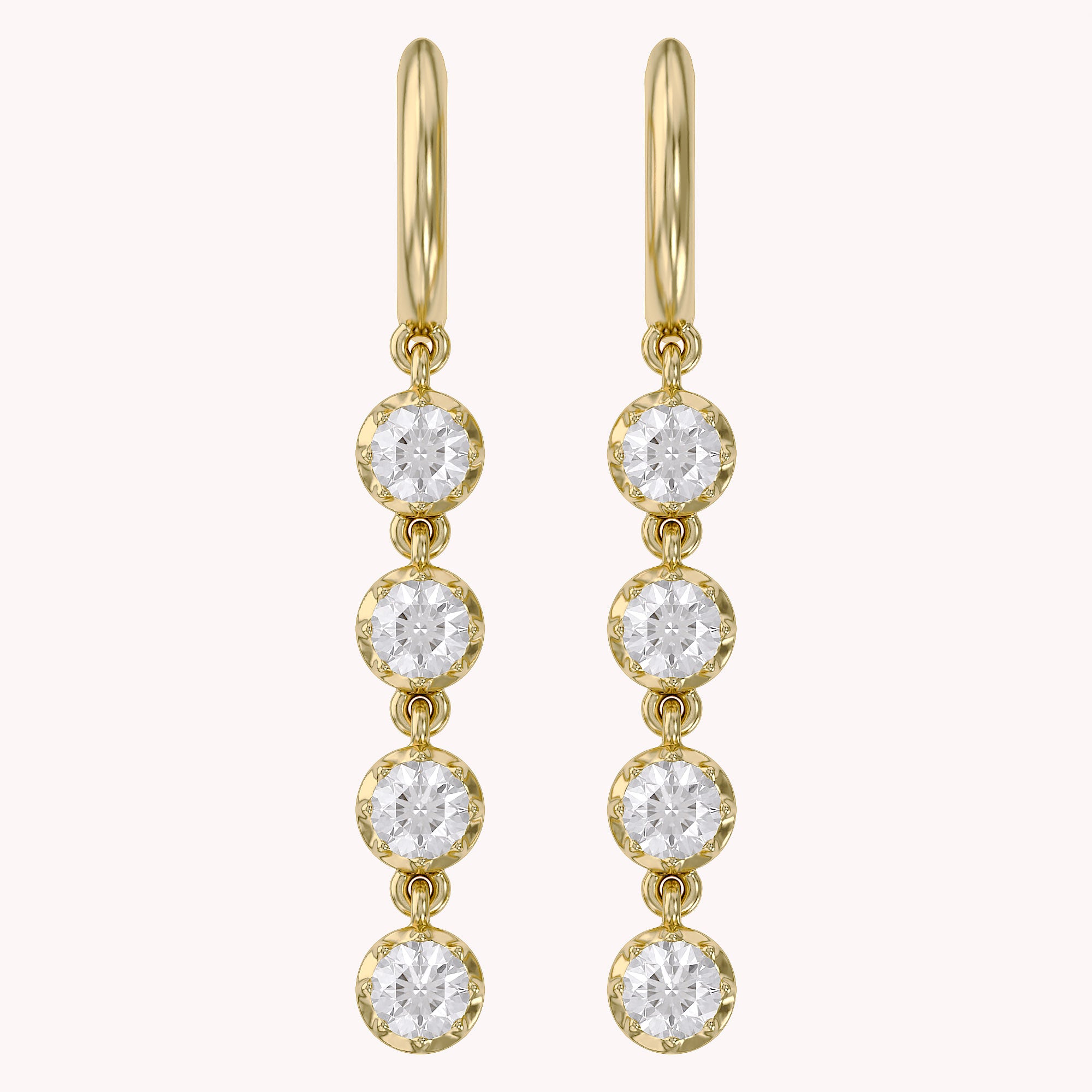 2.00 CT Round Cut Lab Grown Diamond Liner Drop Earrings