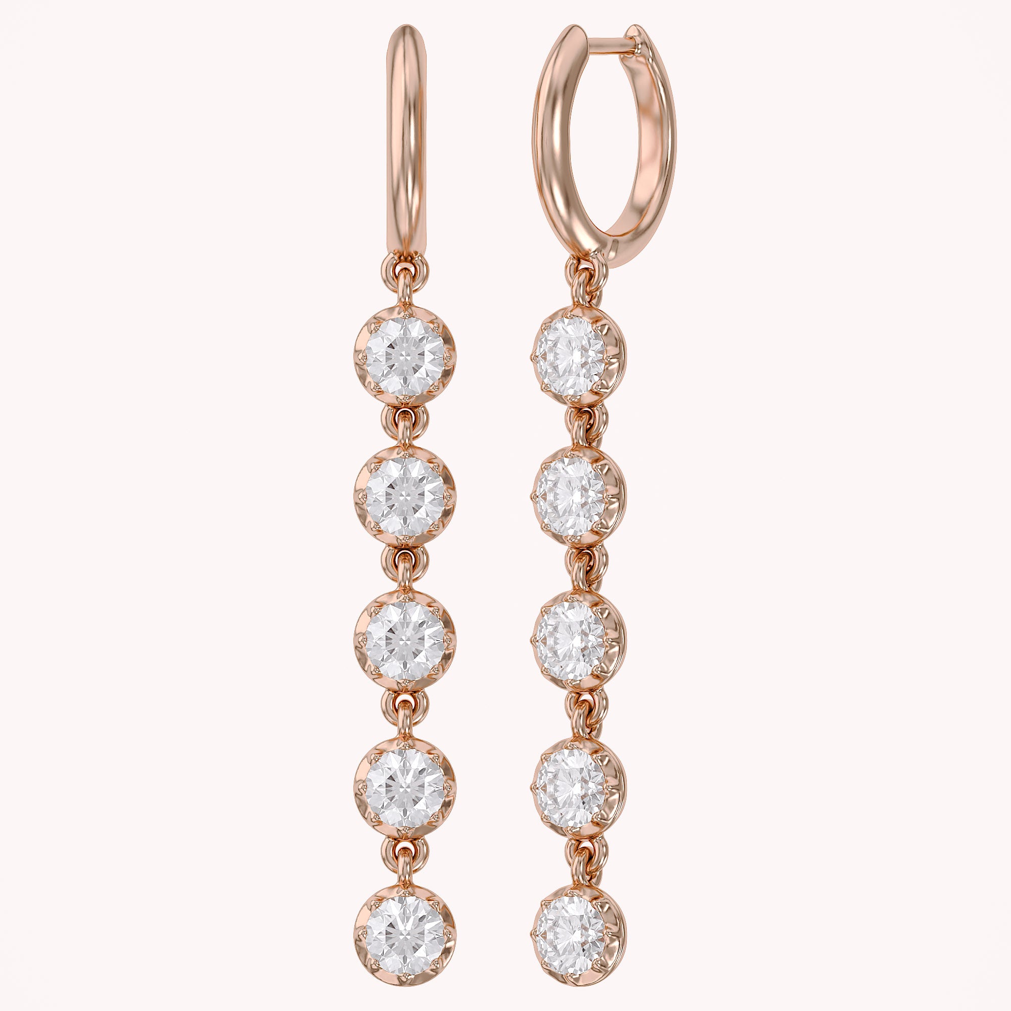 2.70 CT Round Cut Lab Grown Diamond Liner Drop Hoop Earrings