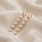 2.70 CT Round Cut Lab Grown Diamond Liner Drop Hoop Earrings