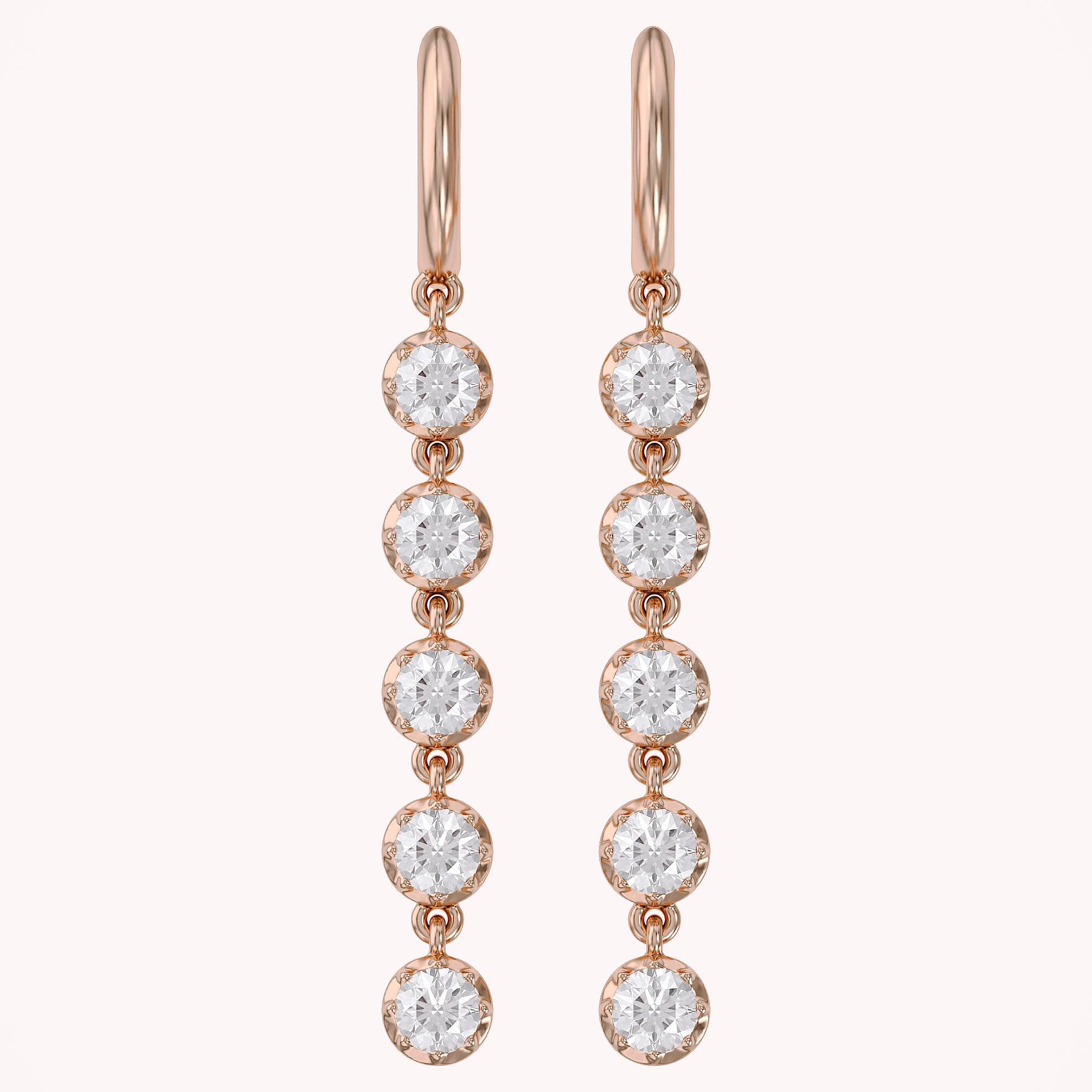 2.70 CT Round Cut Lab Grown Diamond Liner Drop Hoop Earrings
