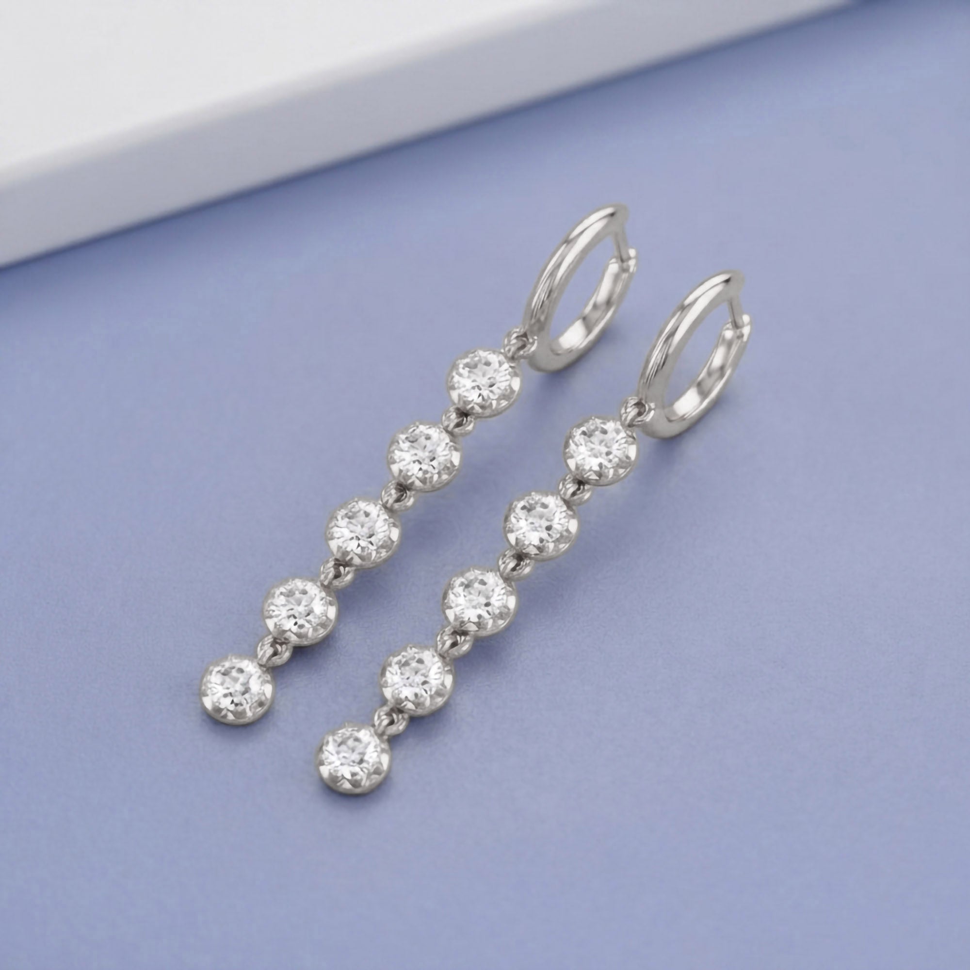 2.70 CT Round Cut Lab Grown Diamond Liner Drop Hoop Earrings