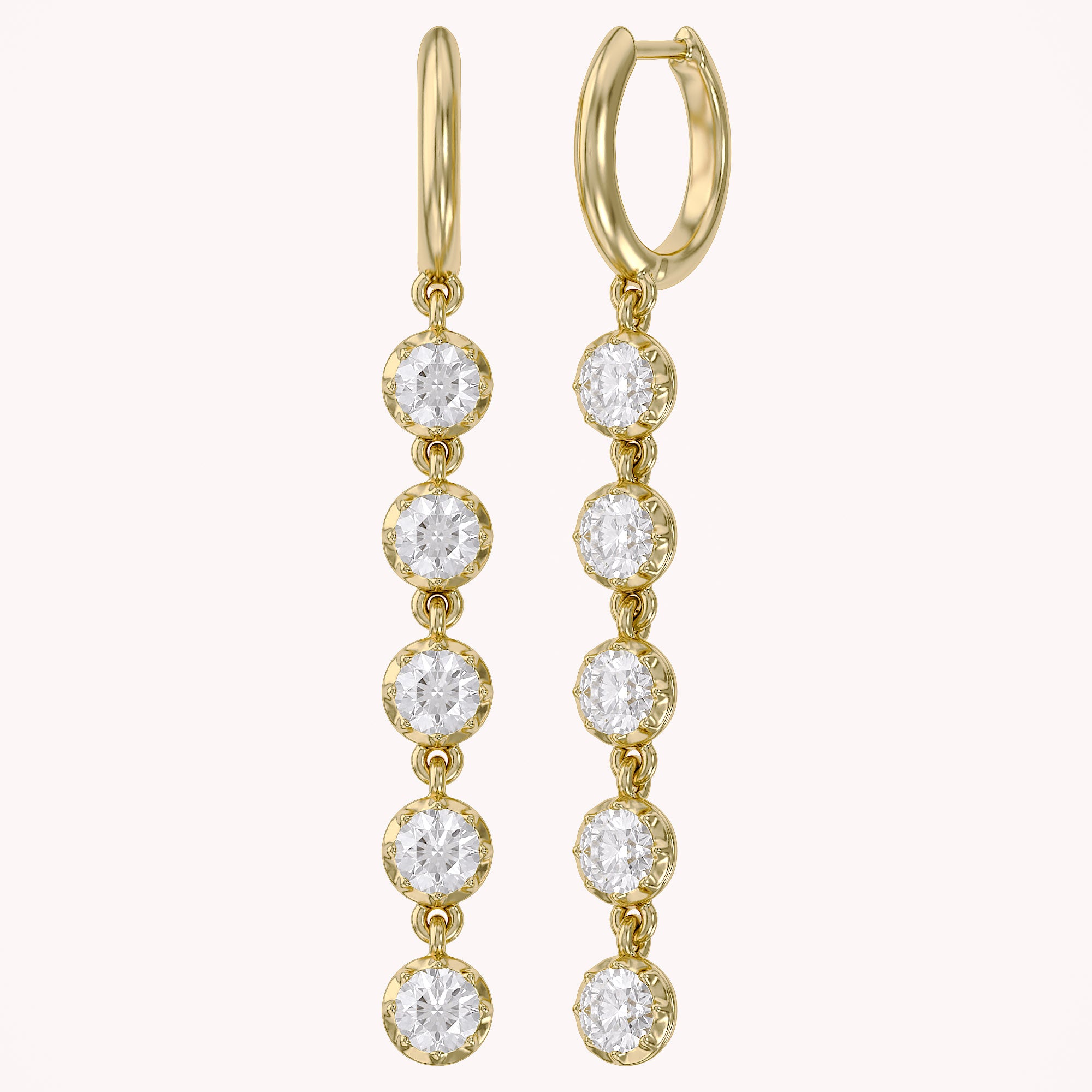 2.70 CT Round Cut Lab Grown Diamond Liner Drop Hoop Earrings