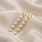 2.70 CT Round Cut Lab Grown Diamond Liner Drop Hoop Earrings