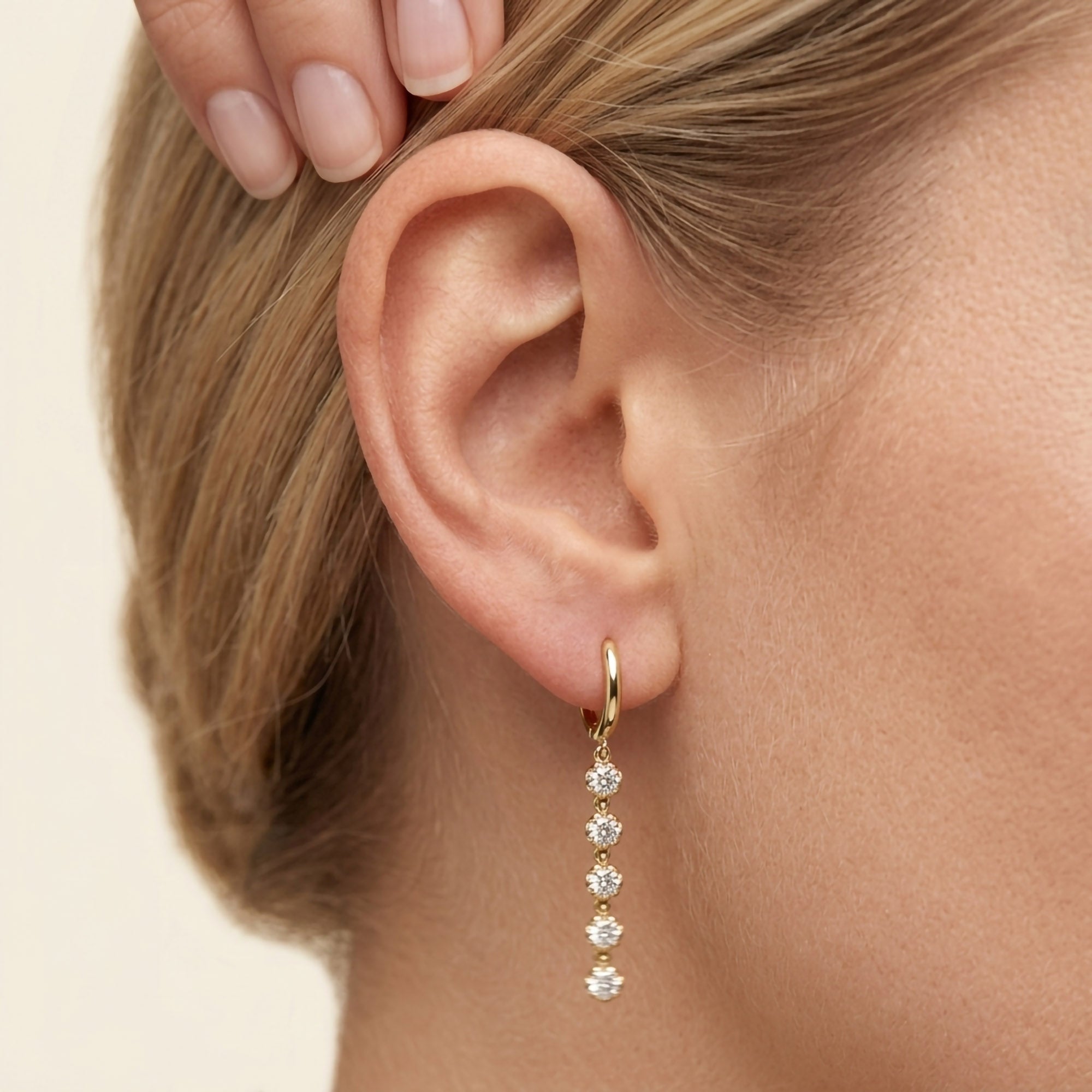 2.70 CT Round Cut Lab Grown Diamond Liner Drop Hoop Earrings