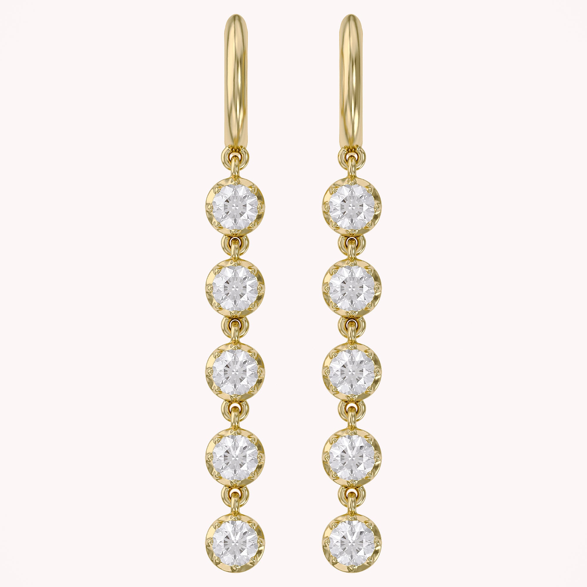 2.70 CT Round Cut Lab Grown Diamond Liner Drop Hoop Earrings