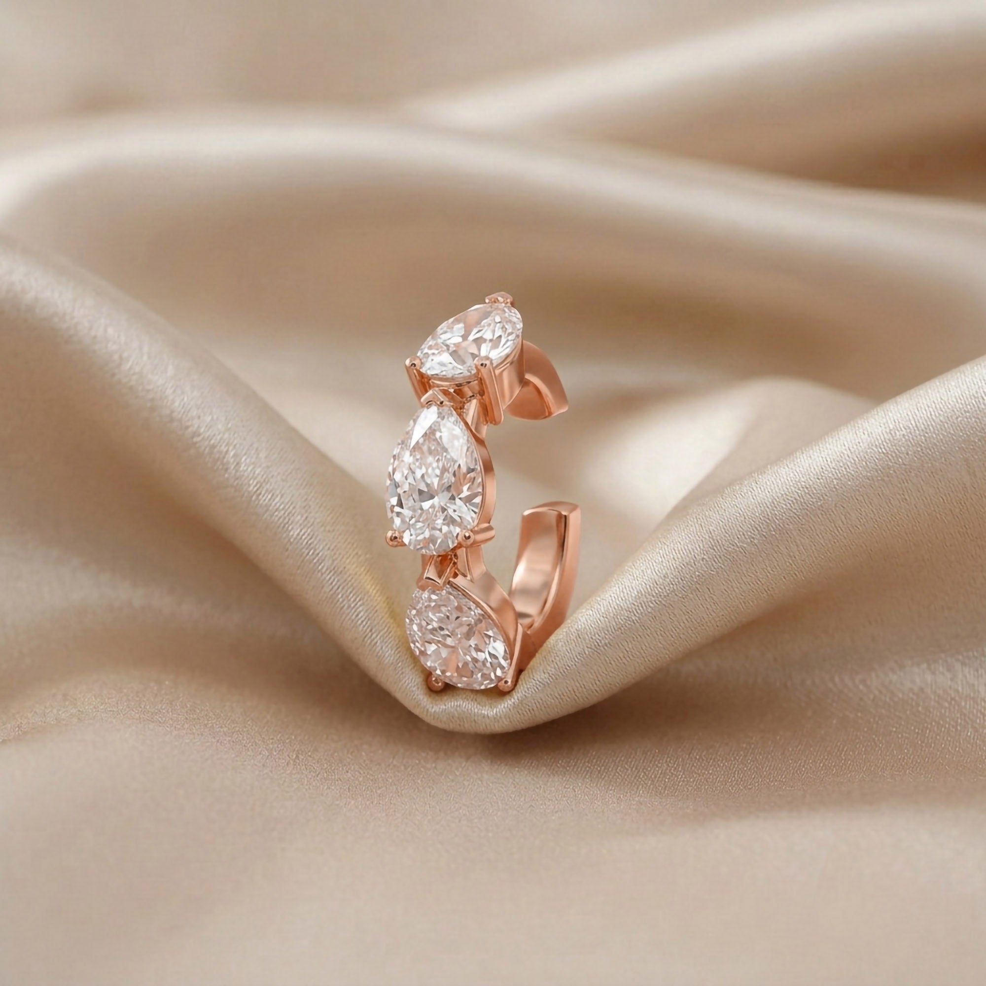 1.20 CTW Lab Grown Diamond Pear Single Cuff Earring