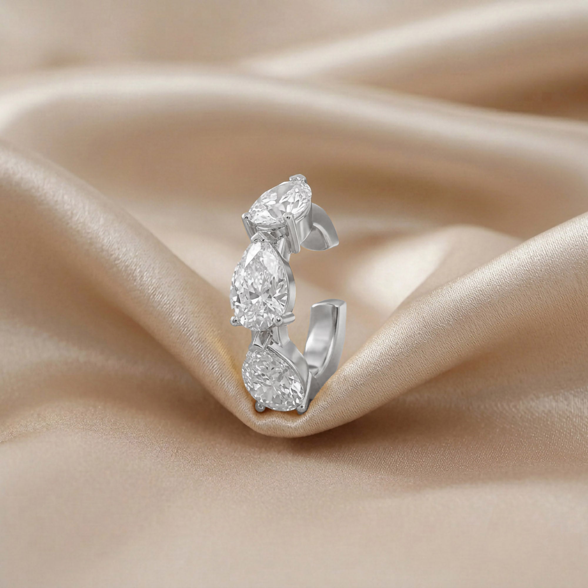 1.20 CTW Lab Grown Diamond Pear Single Cuff Earring